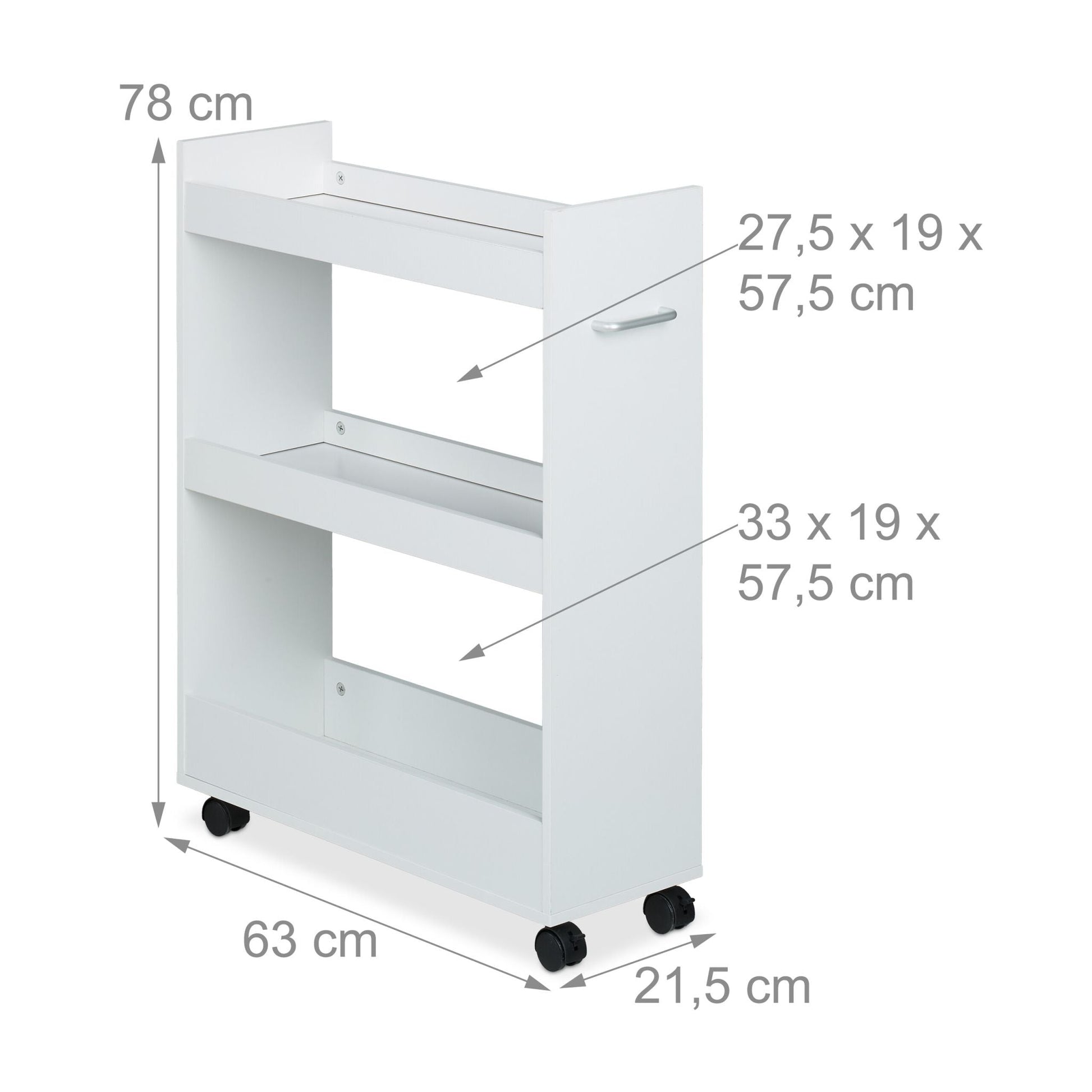 Rollbarer Nischenwagen Weiss-Silber von Relaxdays