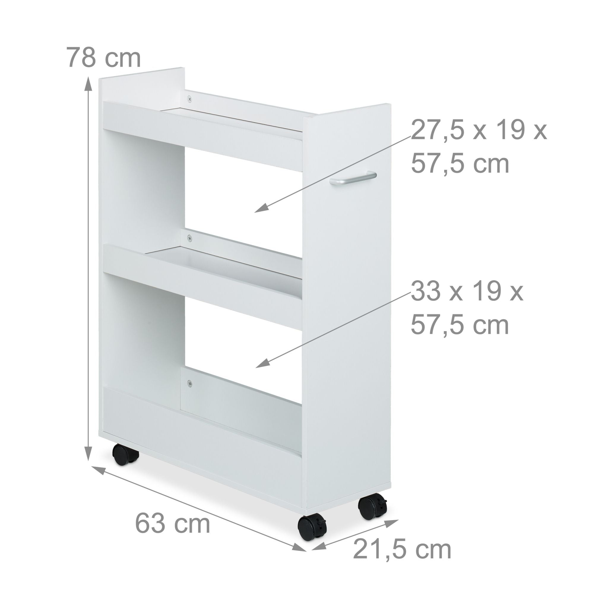 Rollbarer Nischenwagen Weiss-Silber von Relaxdays