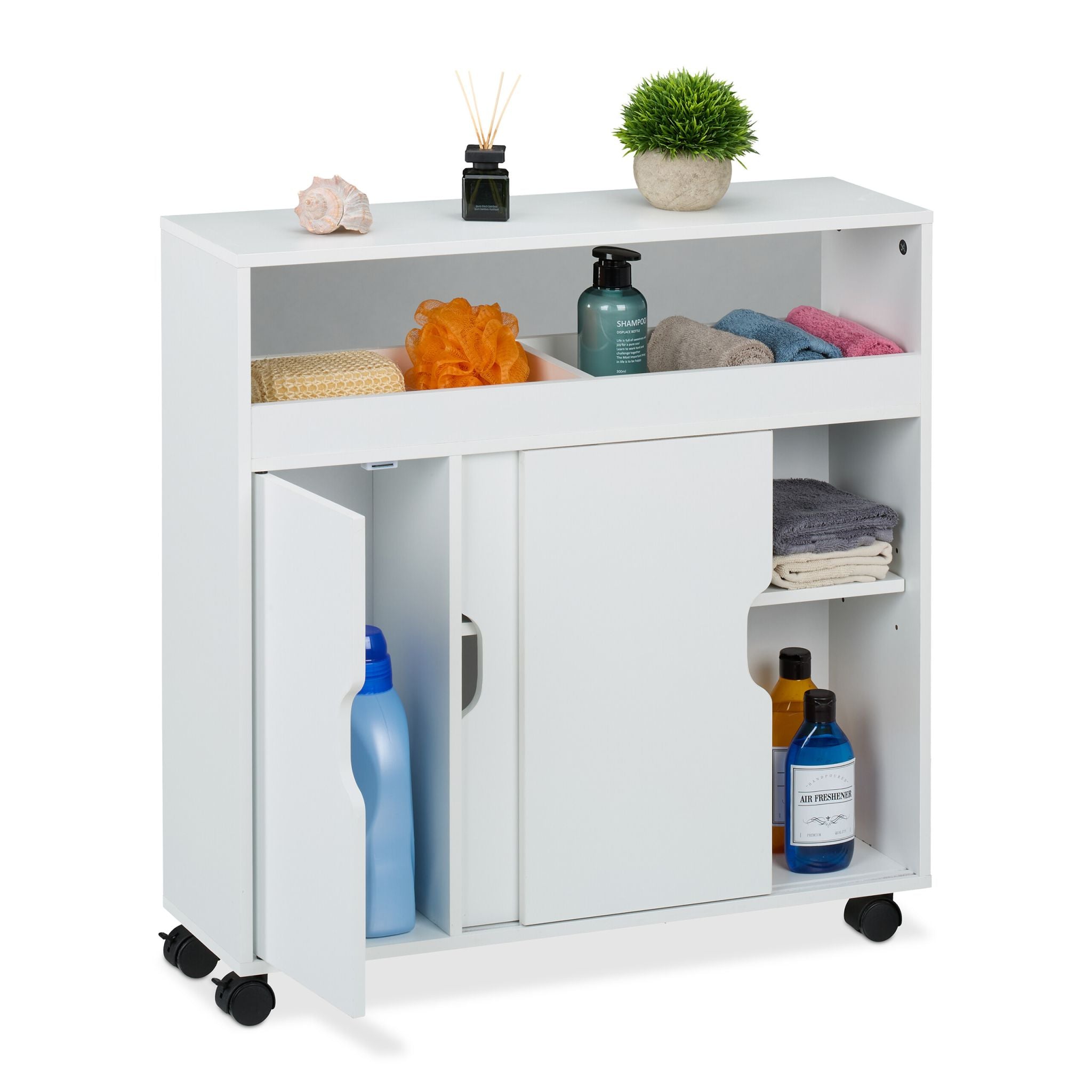Nischenschrank mit offenen Ablagen Weiss von Relaxdays