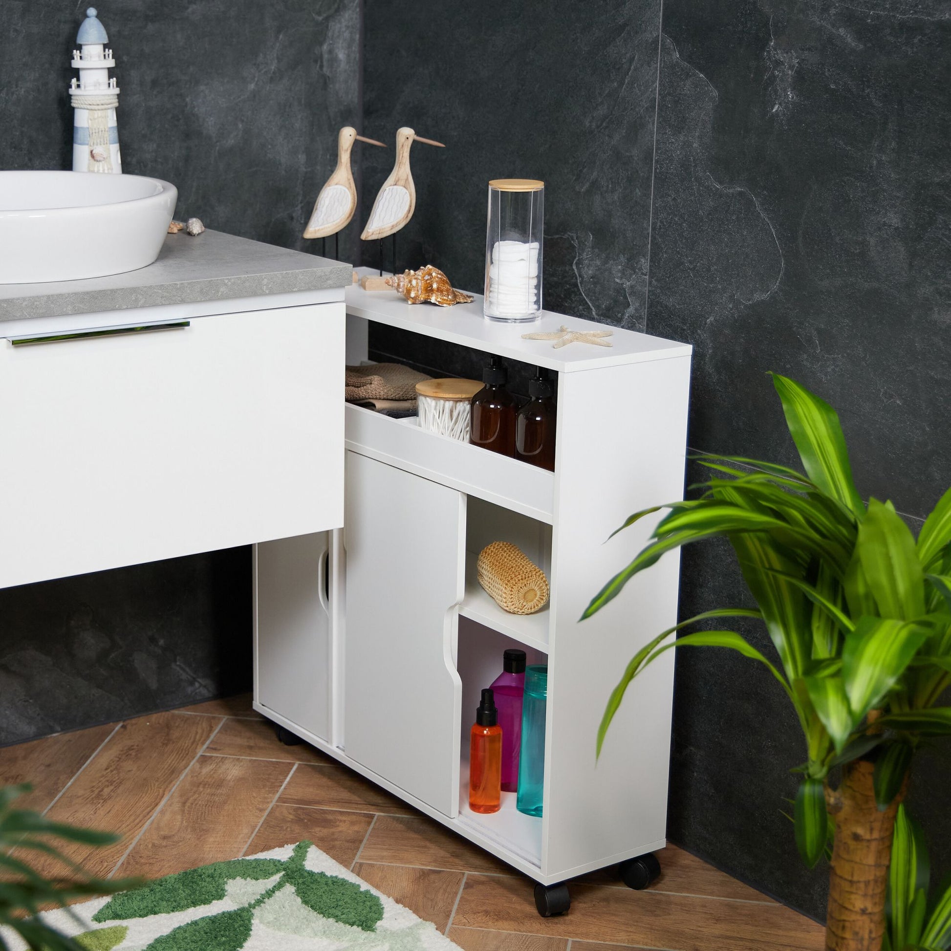 Nischenschrank mit offenen Ablagen Weiss von Relaxdays