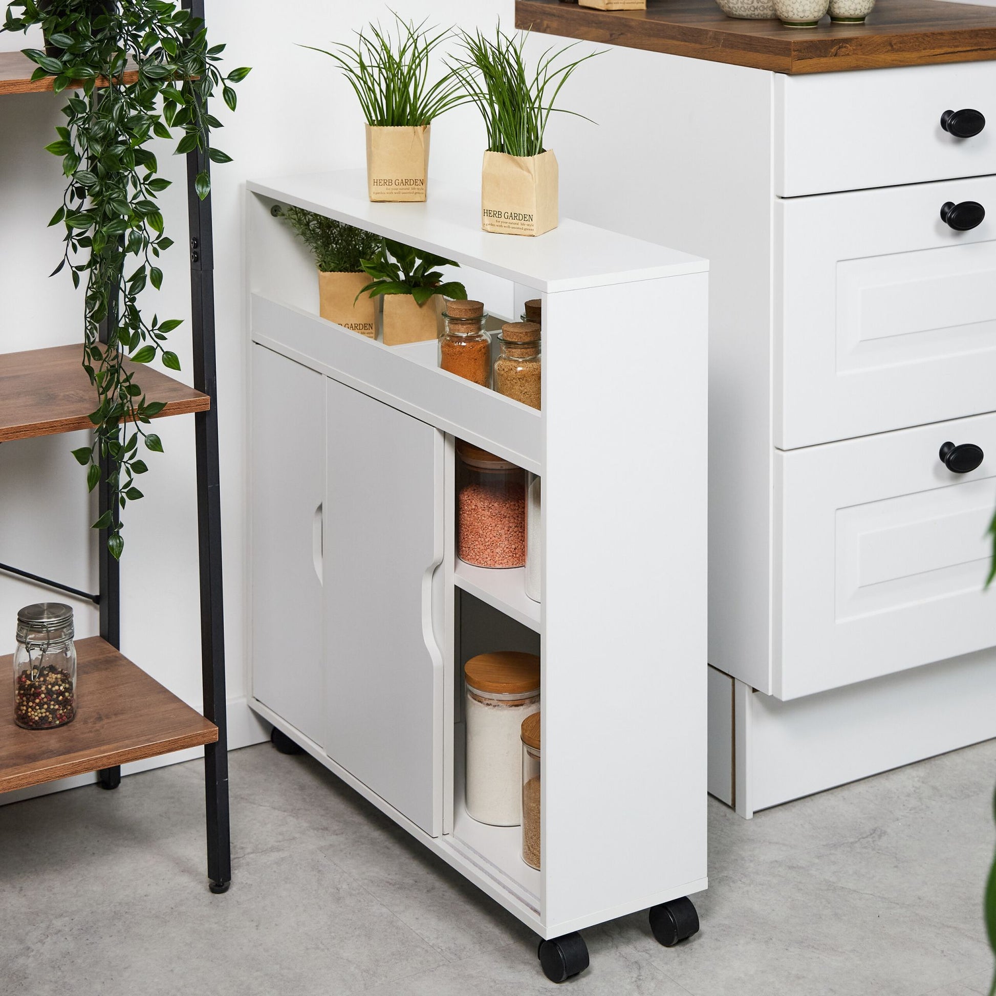 Nischenschrank mit offenen Ablagen Weiss von Relaxdays