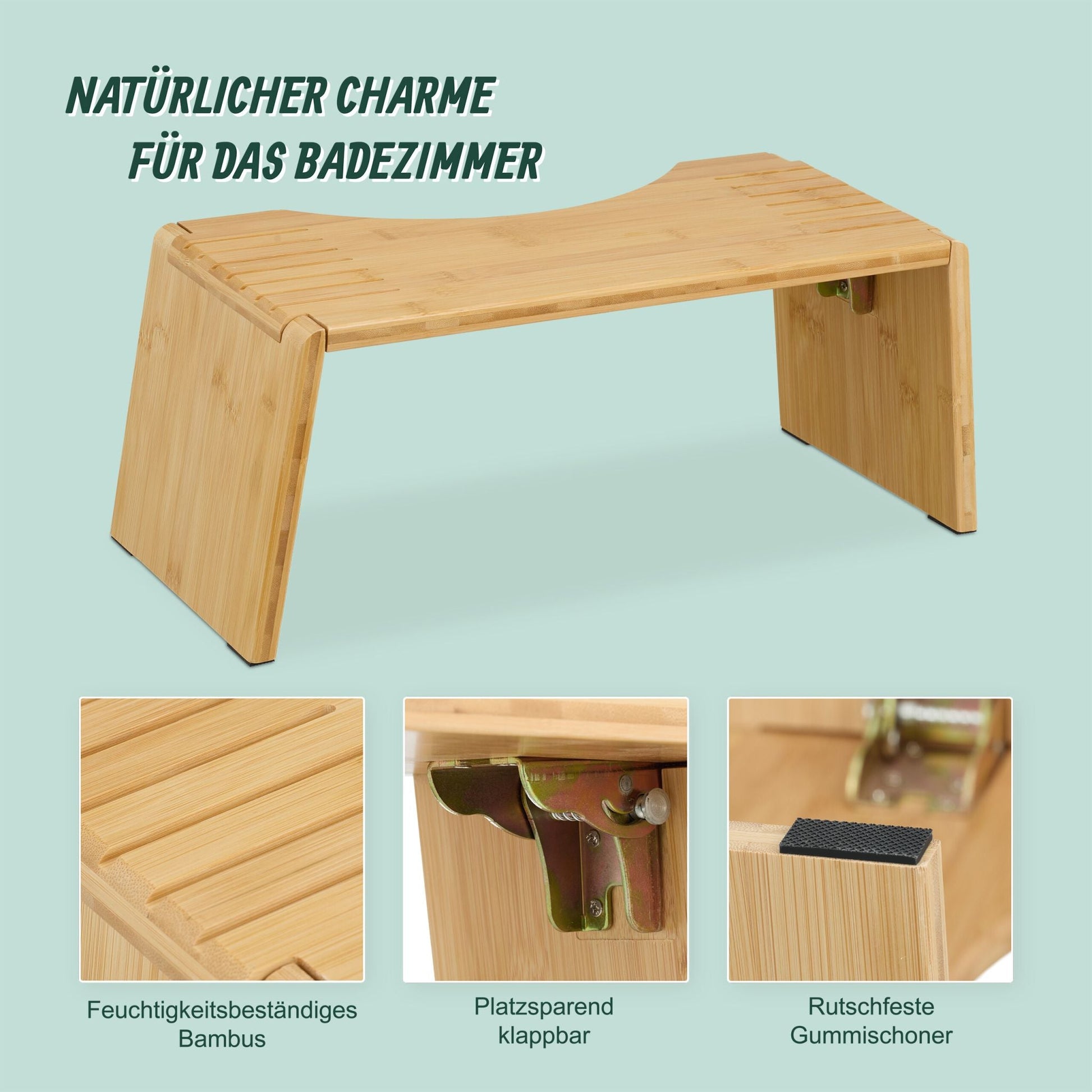 Klappbarer Toilettenhocker Bambus Hellbraun von Relaxdays