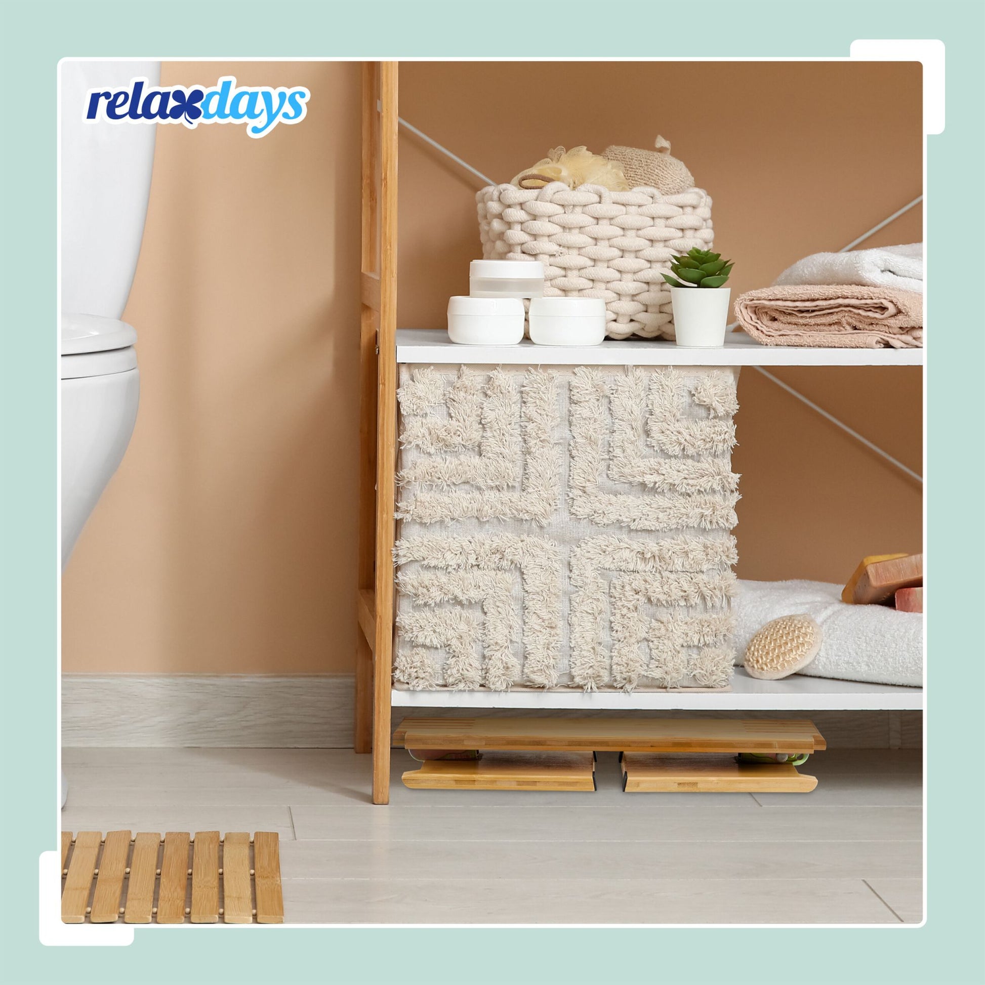 Klappbarer Toilettenhocker Bambus Hellbraun von Relaxdays