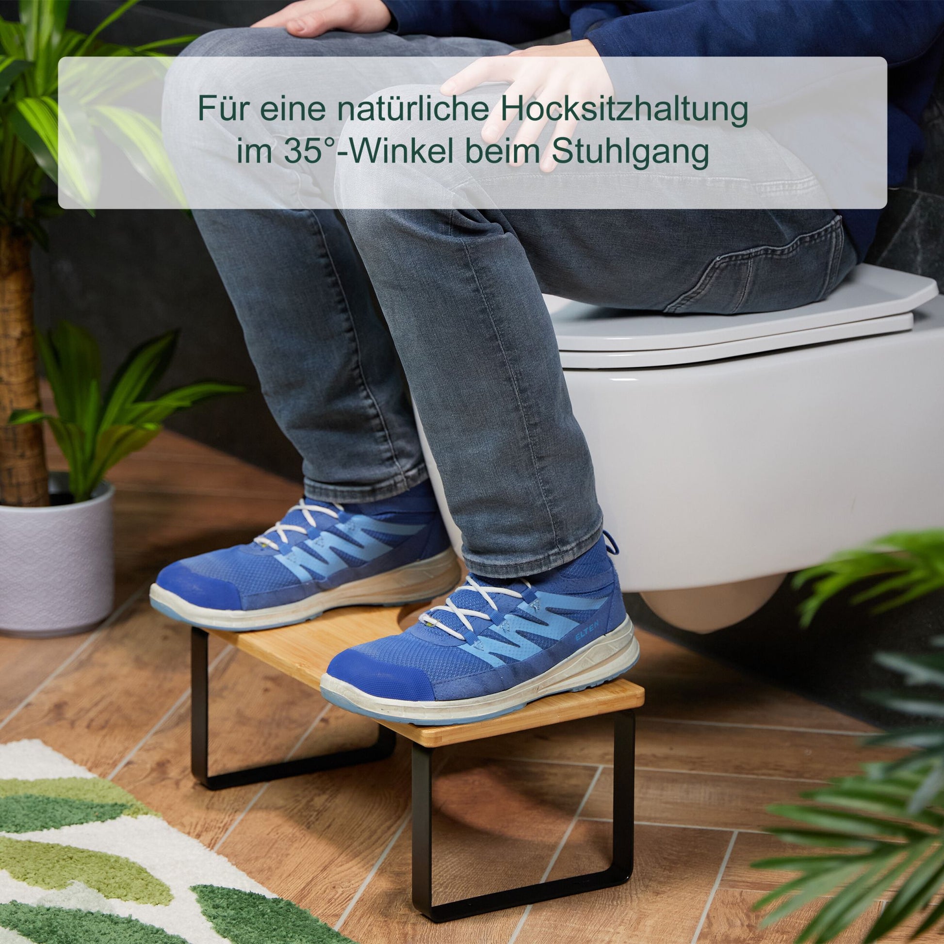 Toilettenhocker Bambus & Metall Hellbraun-Schwarz von Relaxdays