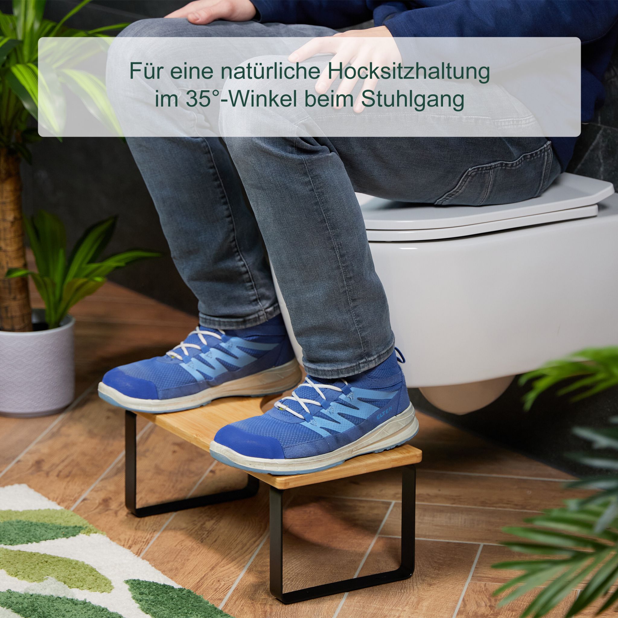 Toilettenhocker Bambus & Metall Hellbraun-Schwarz von Relaxdays