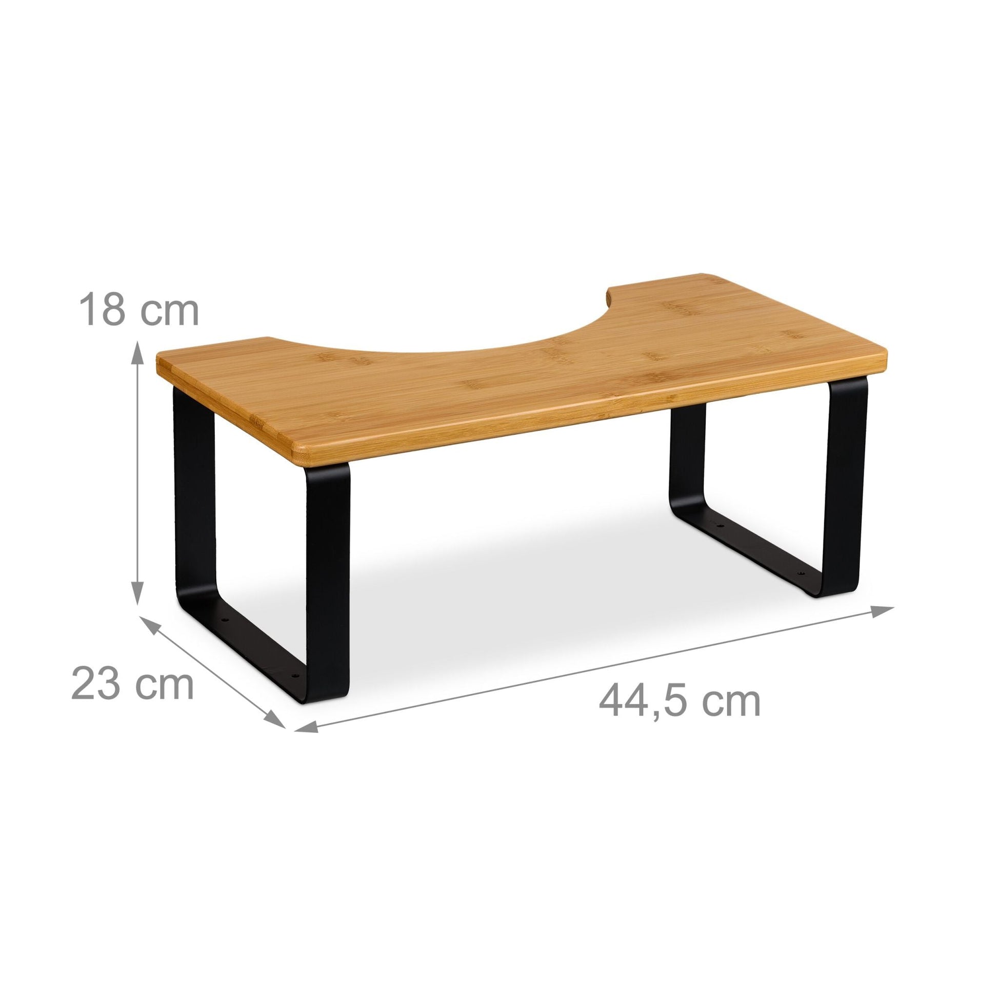 Toilettenhocker Bambus & Metall Hellbraun-Schwarz von Relaxdays