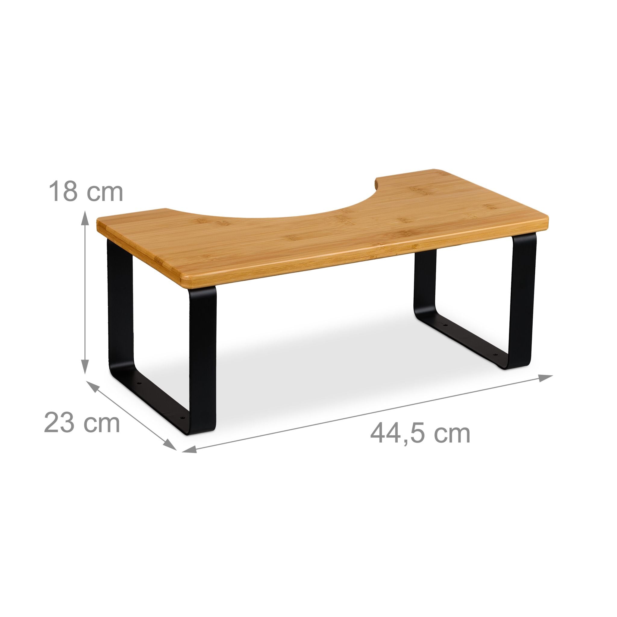 Toilettenhocker Bambus & Metall Hellbraun-Schwarz von Relaxdays