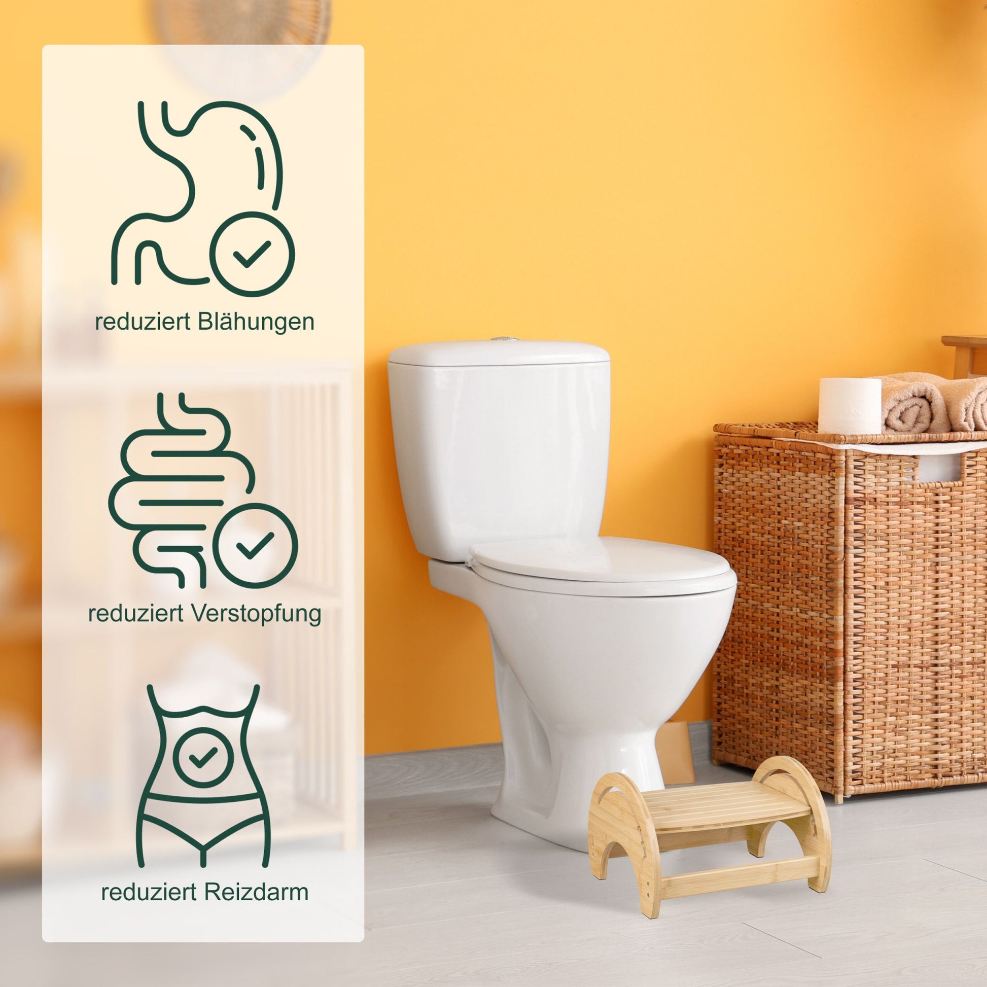 Verstellbarer Toilettenhocker Bambus Hellbraun von Relaxdays
