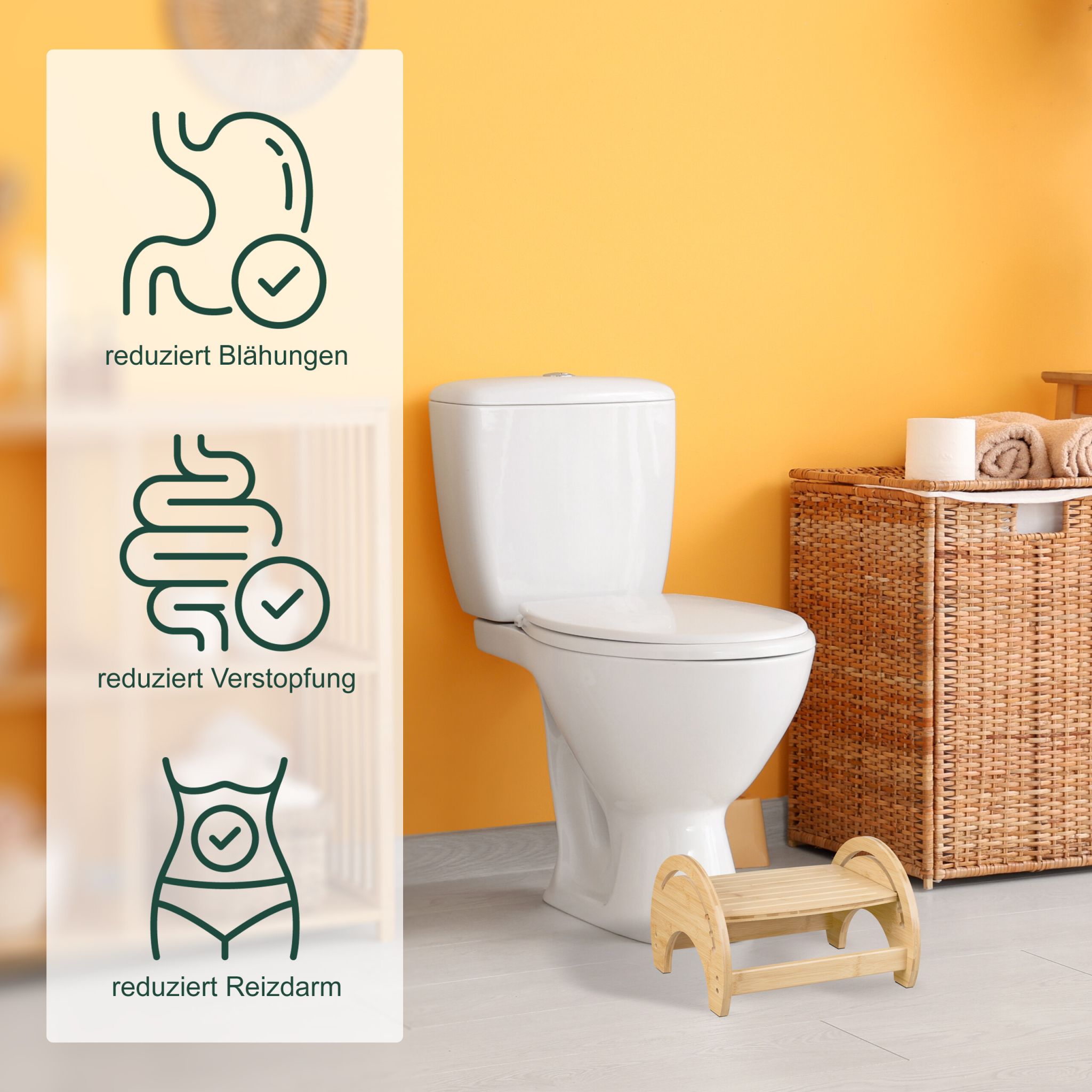 Verstellbarer Toilettenhocker Bambus Hellbraun von Relaxdays