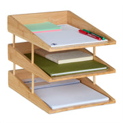 Briefablage 3 Fächer Hellbraun von Relaxdays