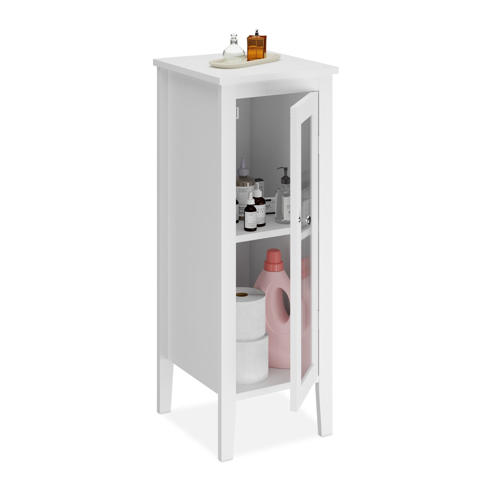 Weisser Badezimmerschrank 2 Fächer Weiss-Transparent von Relaxdays