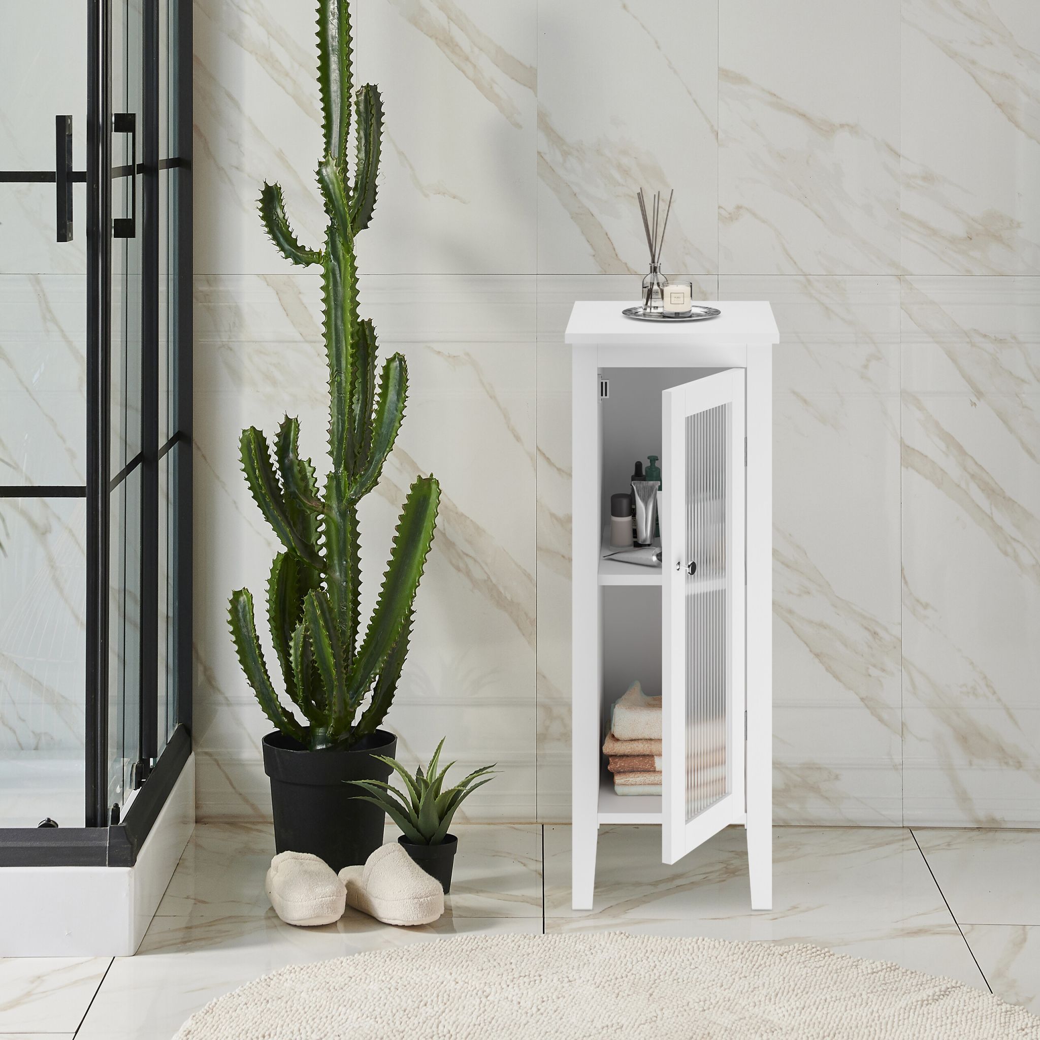Weisser Badezimmerschrank 2 Fächer Weiss-Transparent von Relaxdays