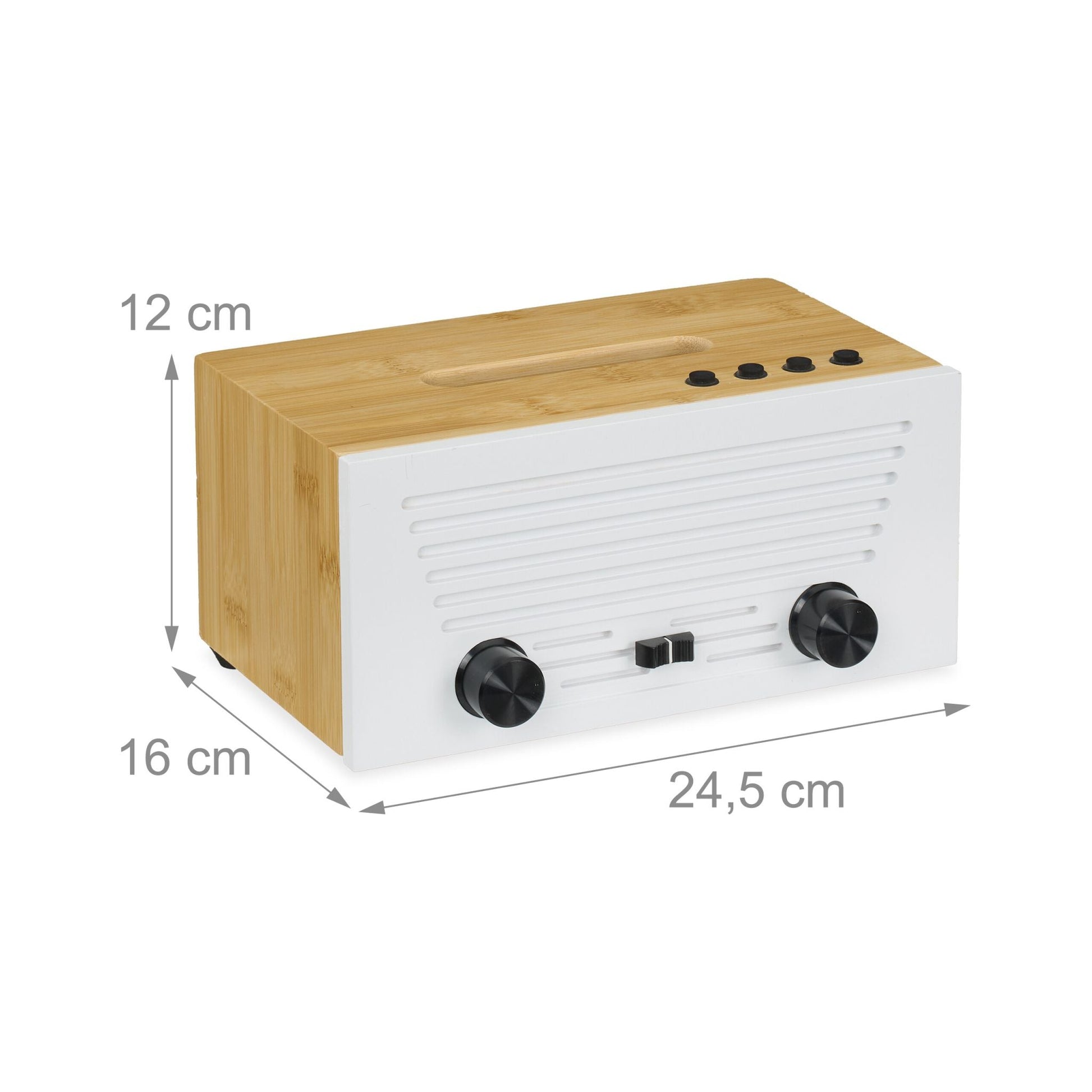 Kosmetiktücherbox Radio-Design Weiss-Hellbraun-Schwarz von Relaxdays