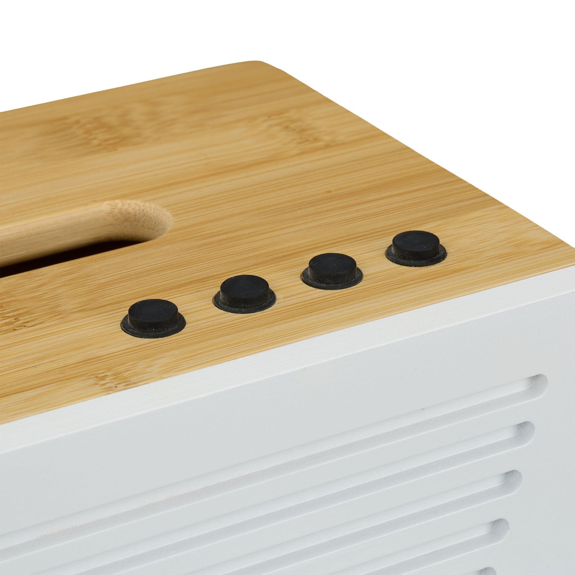 Kosmetiktücherbox Radio-Design Weiss-Hellbraun-Schwarz von Relaxdays