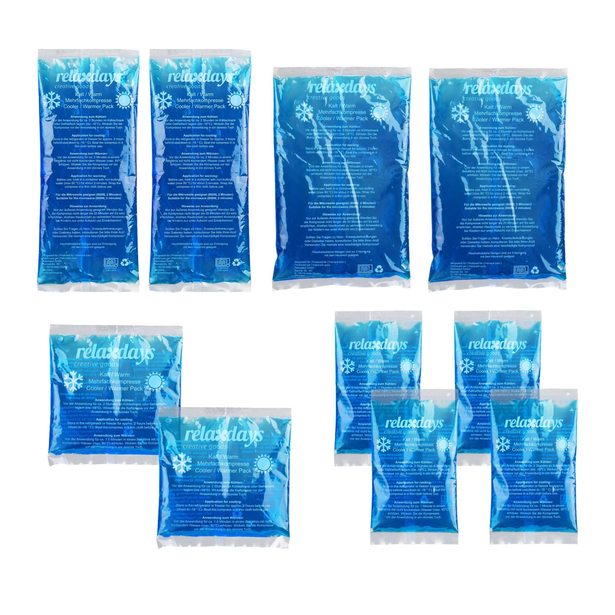 Kühlpads 10er-Set Blau von Relaxdays