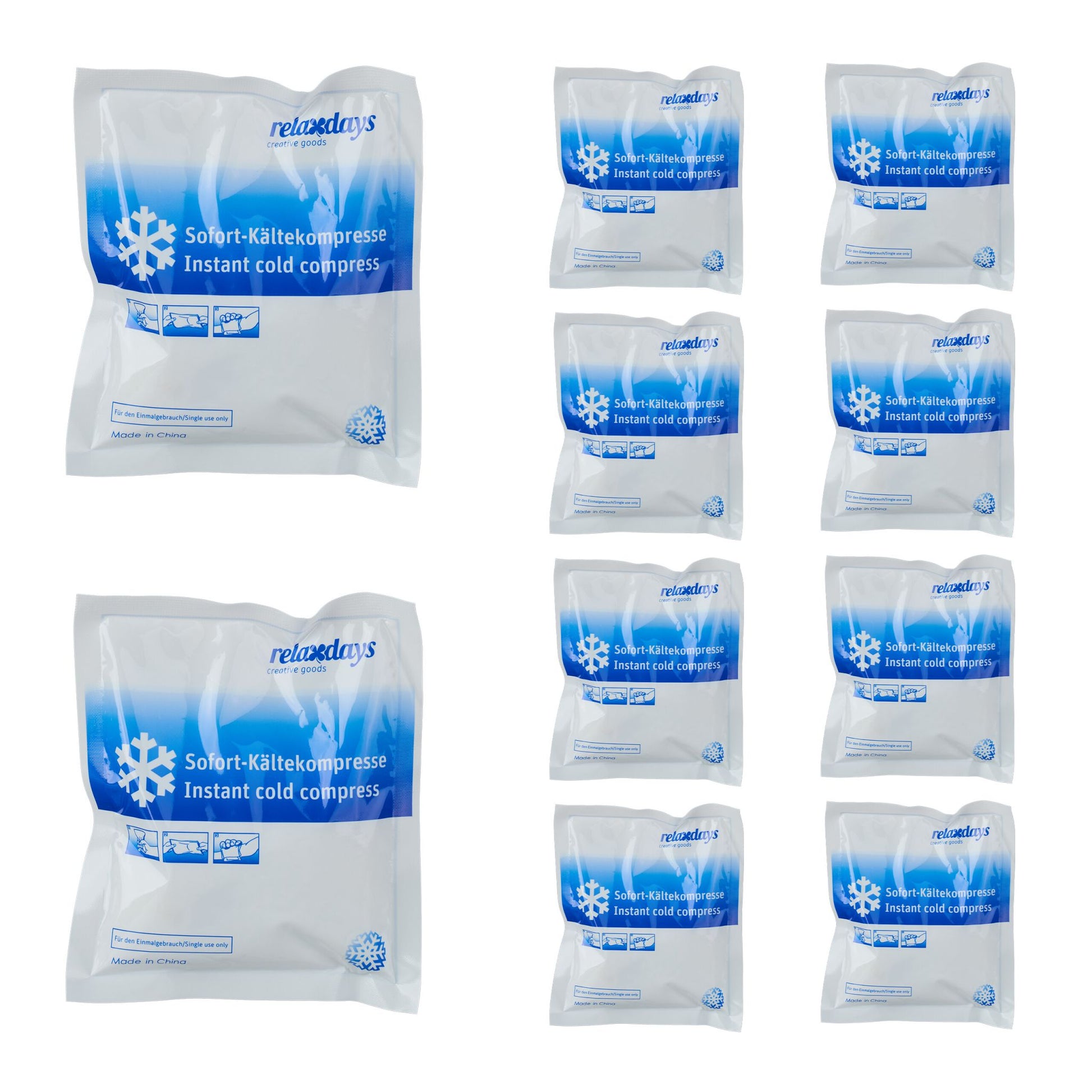 Kühlpack zum Knicken 10er-Set Weiss-Blau von Relaxdays