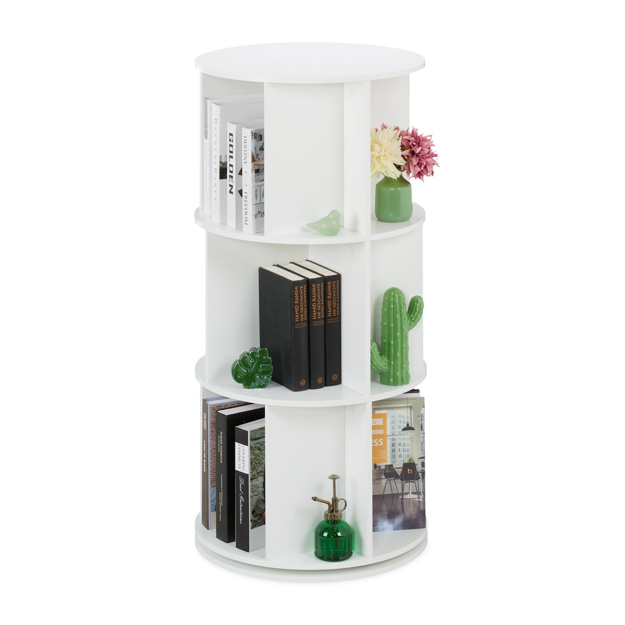 Drehbares Bücherregal rund Weiss