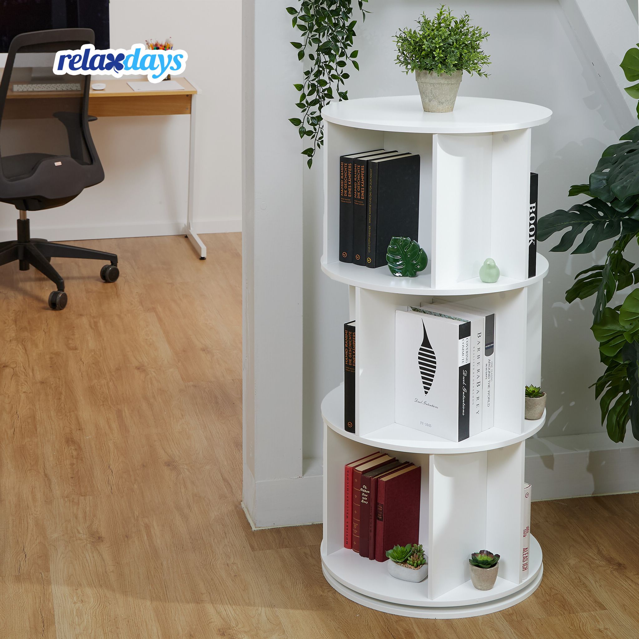 Drehbares Bücherregal rund Weiss