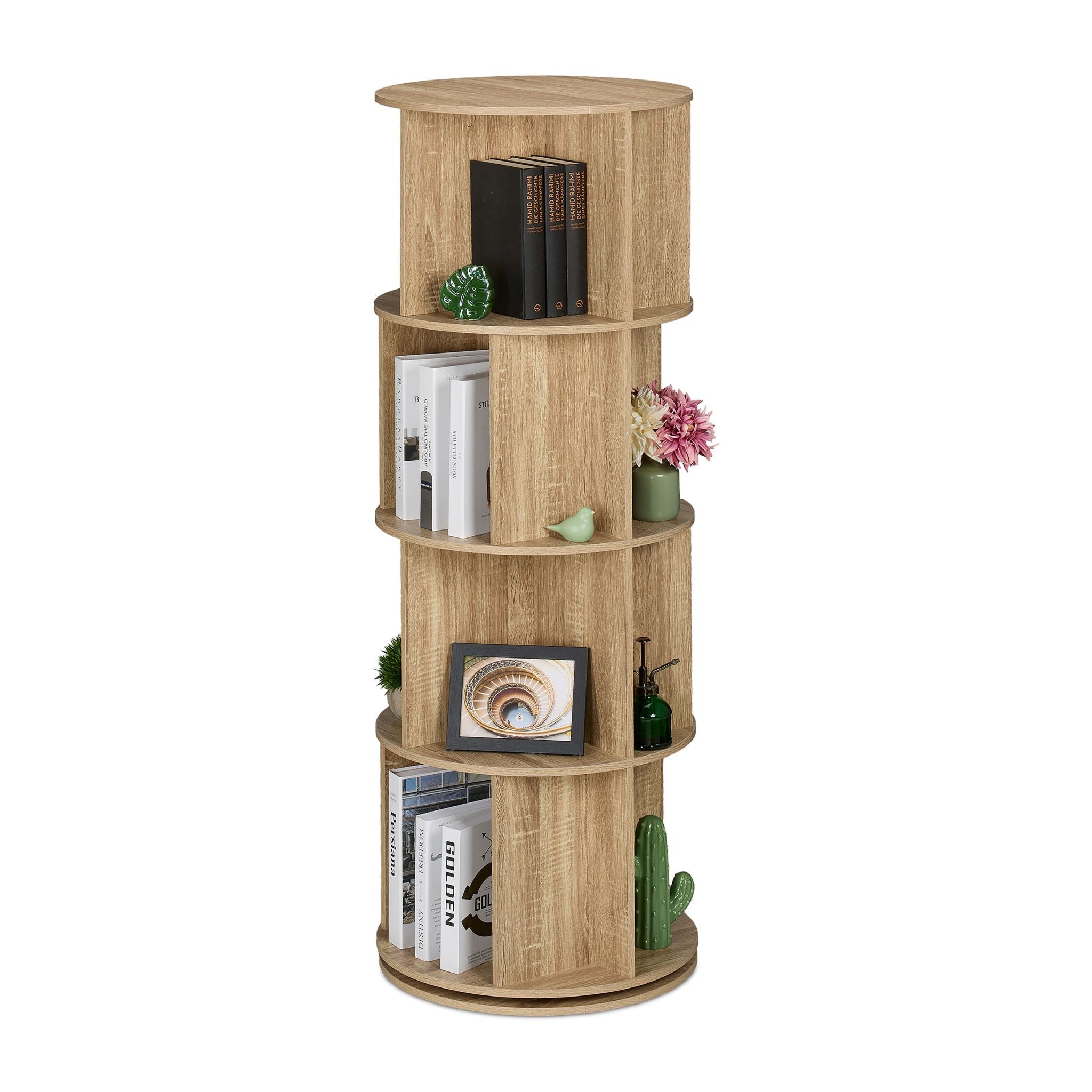 Drehbares Bücherregal Hellbraun von Relaxdays
