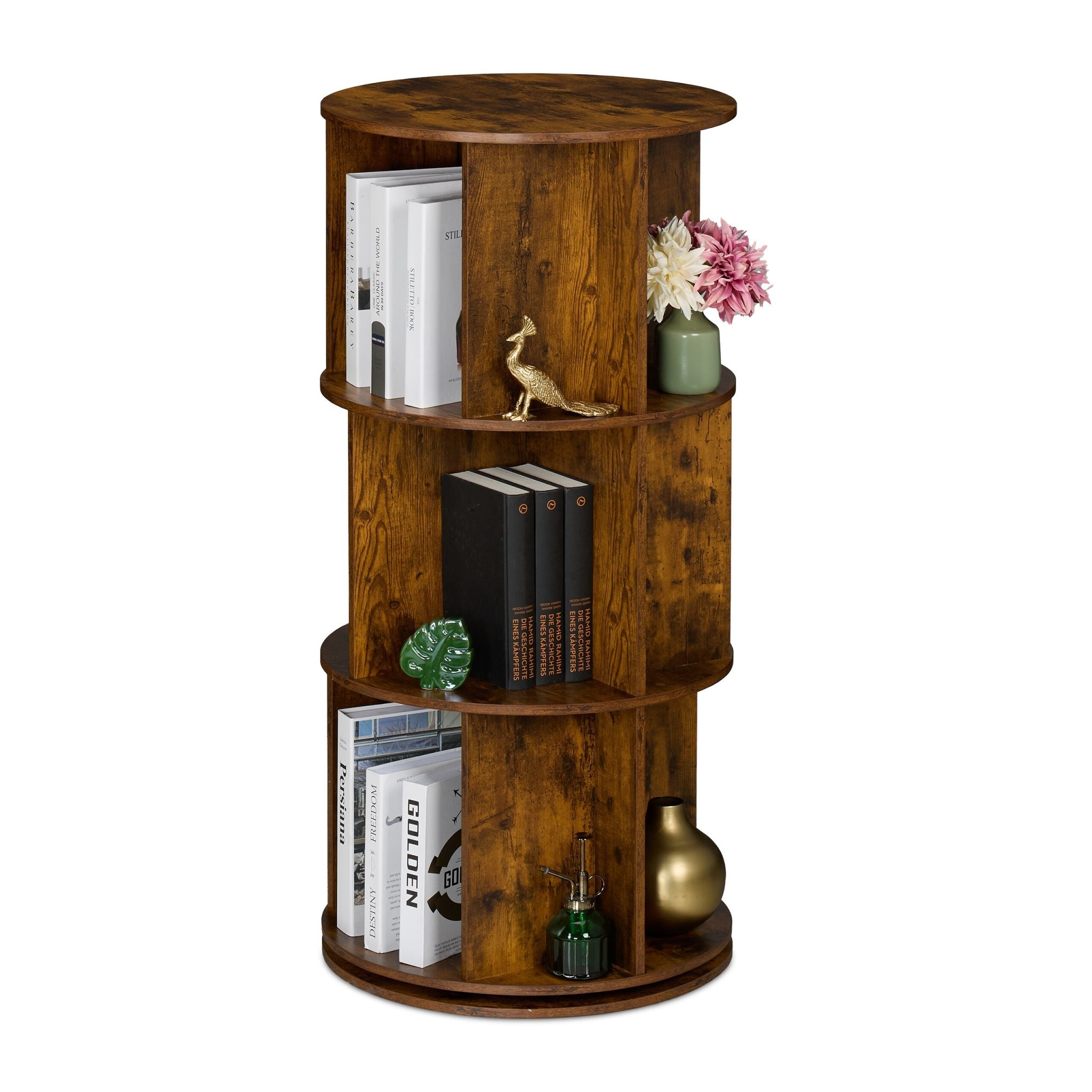 Drehbares Bücherregal Braun von Relaxdays