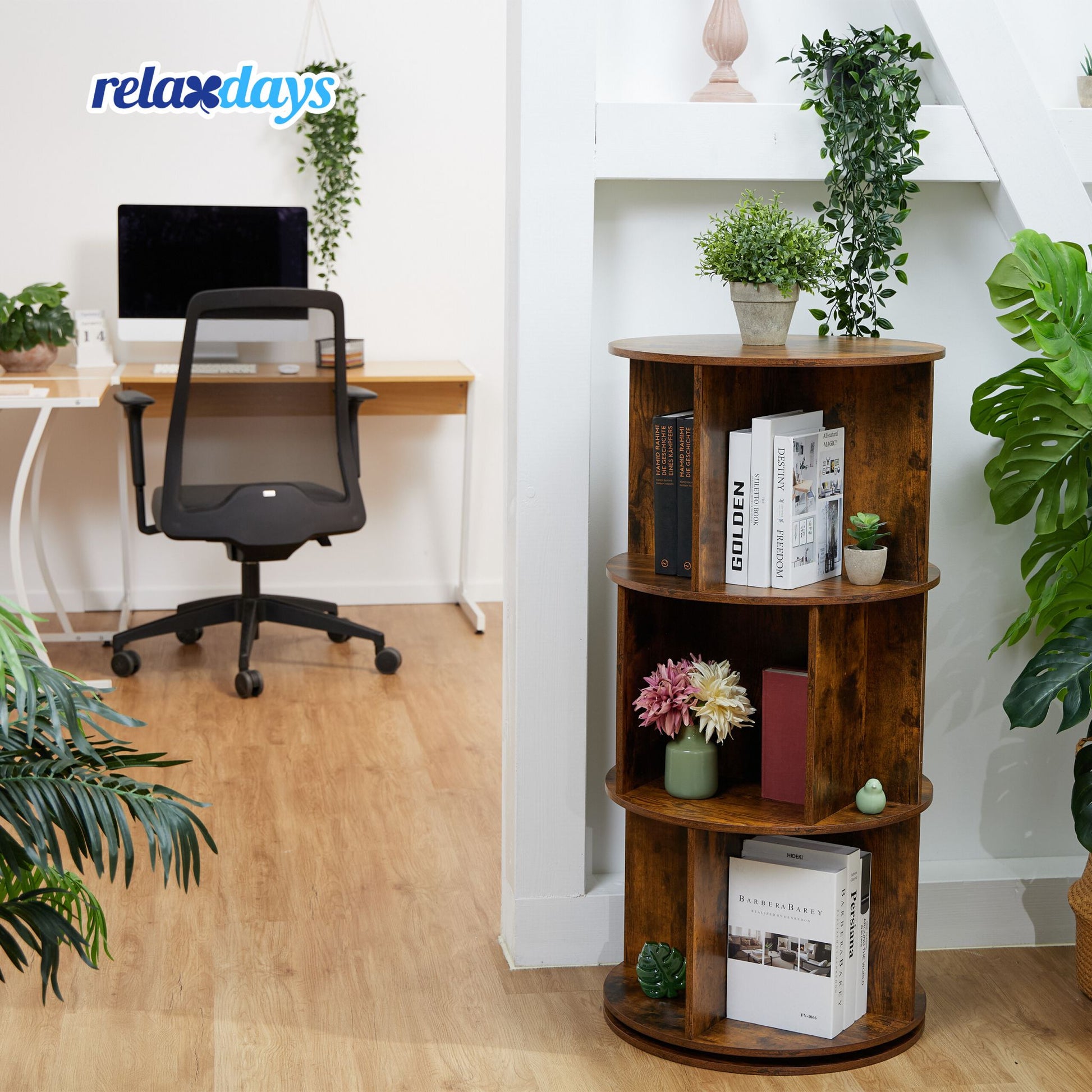 Drehbares Bücherregal Braun von Relaxdays