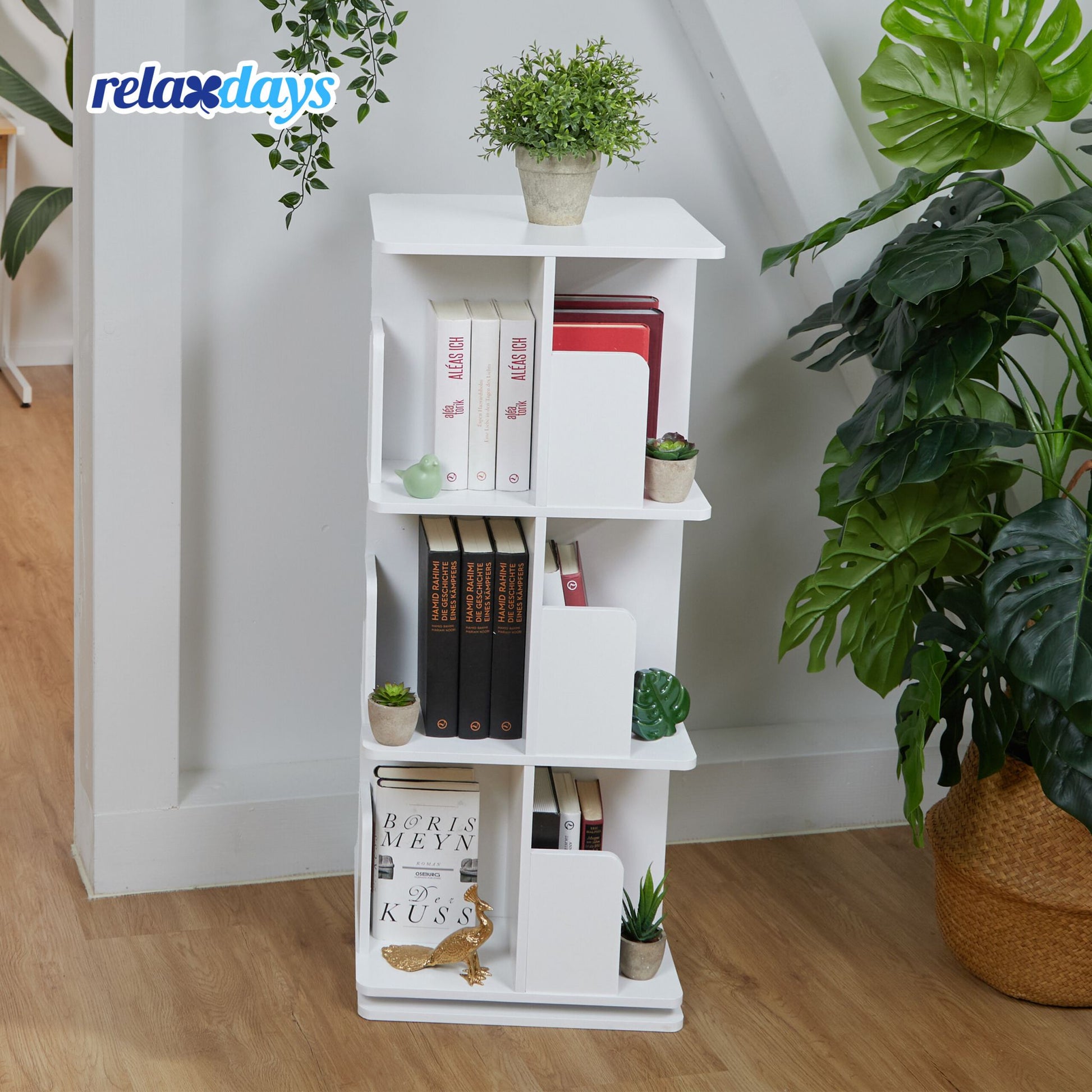 Bücherregal drehbar Weiss von Relaxdays