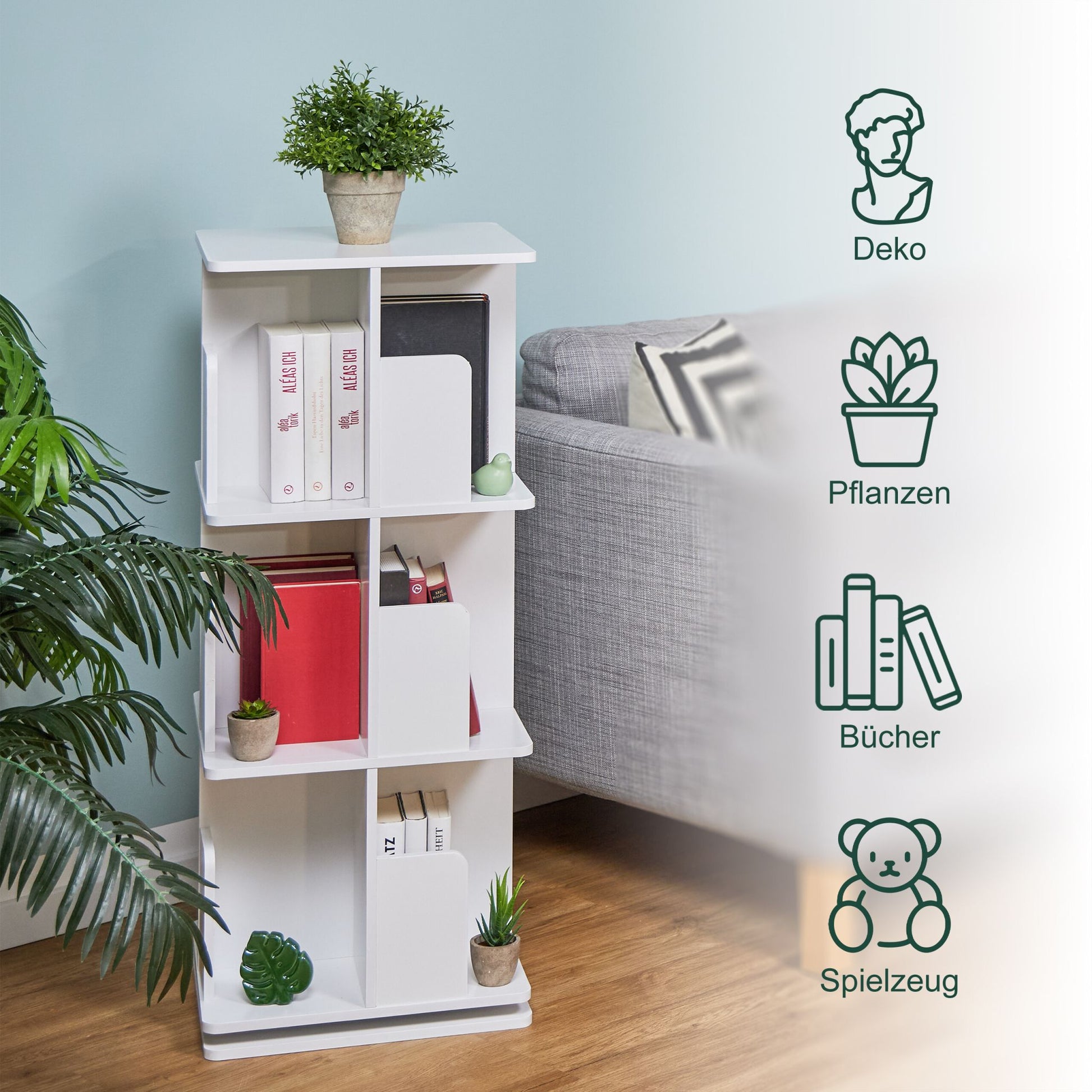 Bücherregal drehbar Weiss von Relaxdays