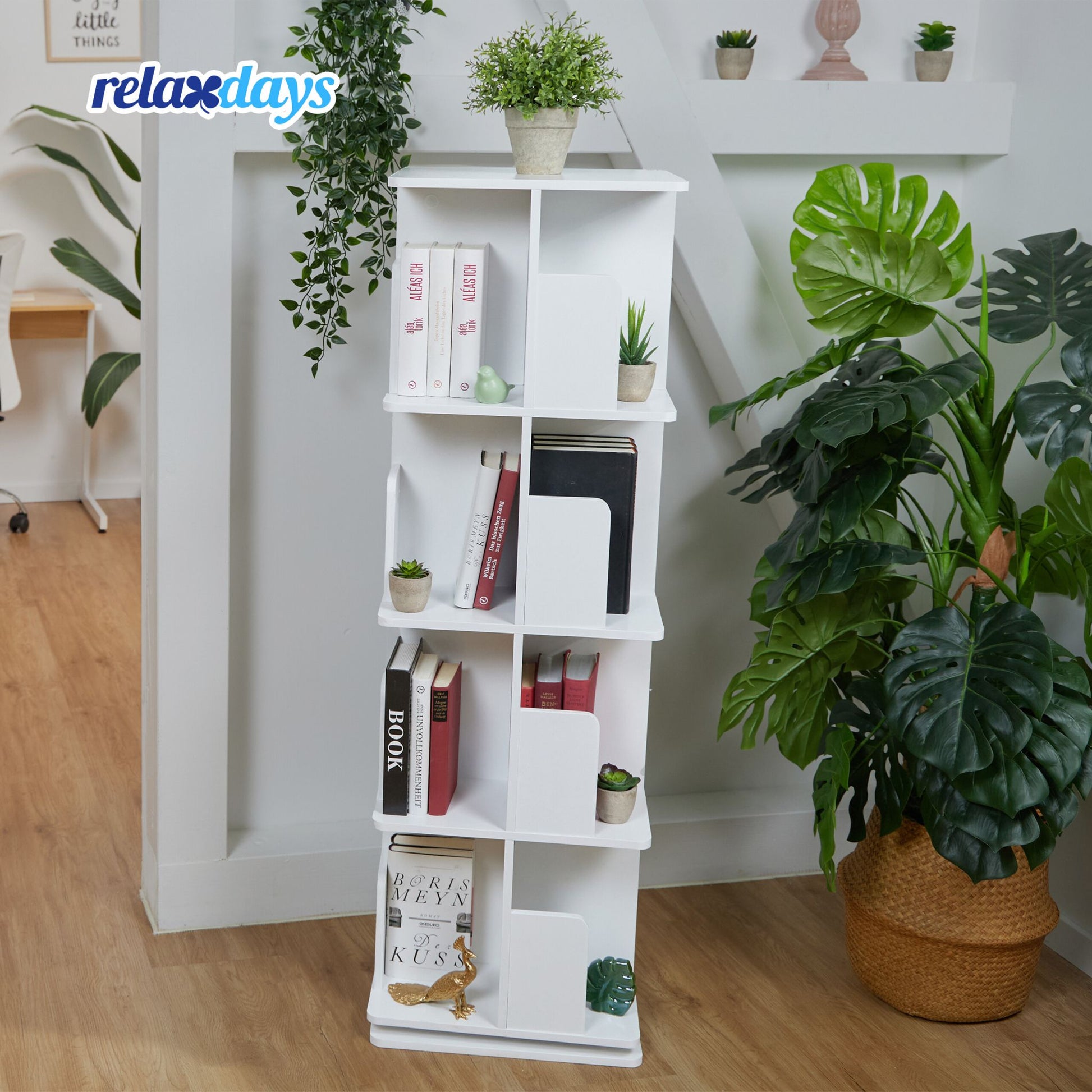Bücherregal drehbar Weiss von Relaxdays