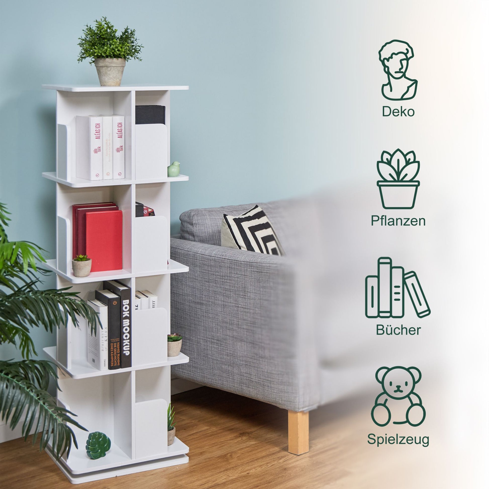Bücherregal drehbar Weiss von Relaxdays