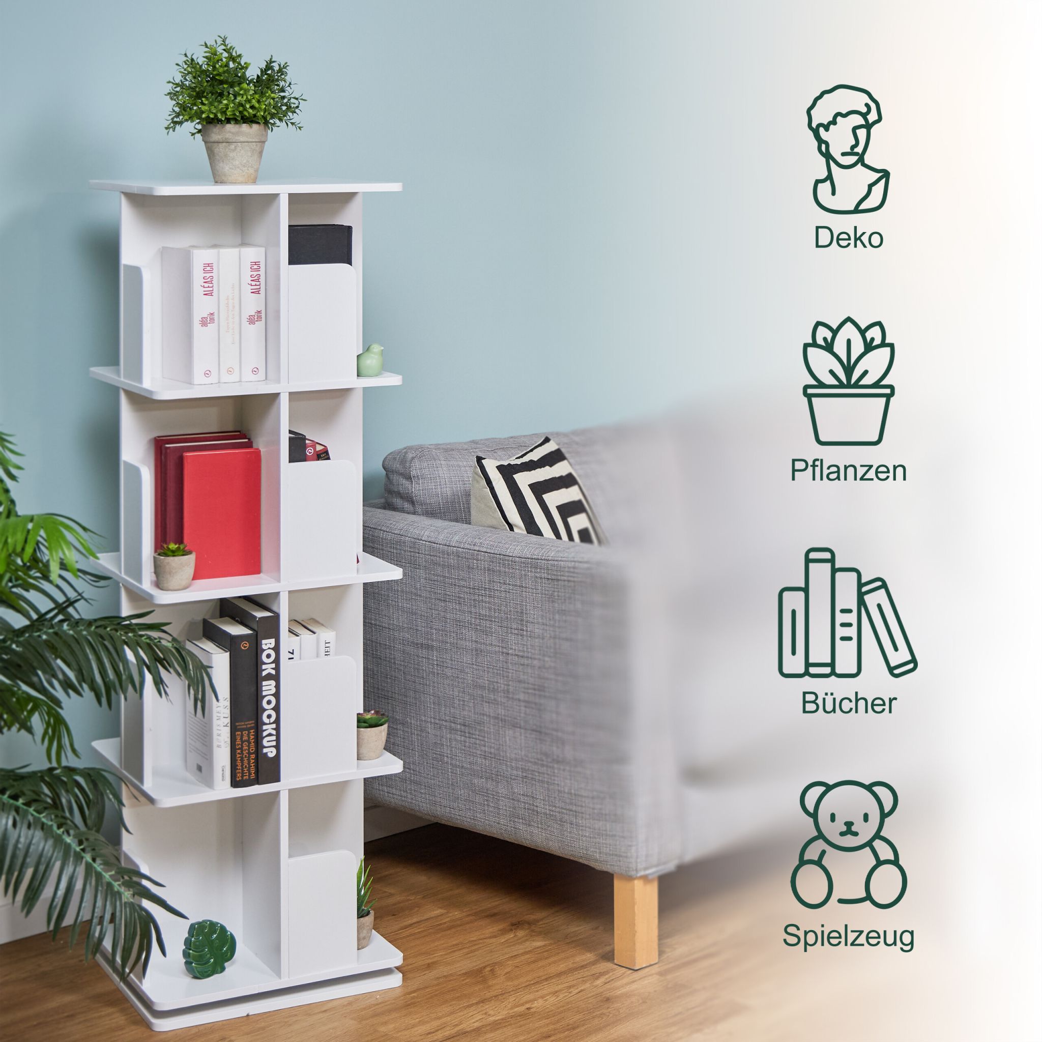 Bücherregal drehbar Weiss von Relaxdays