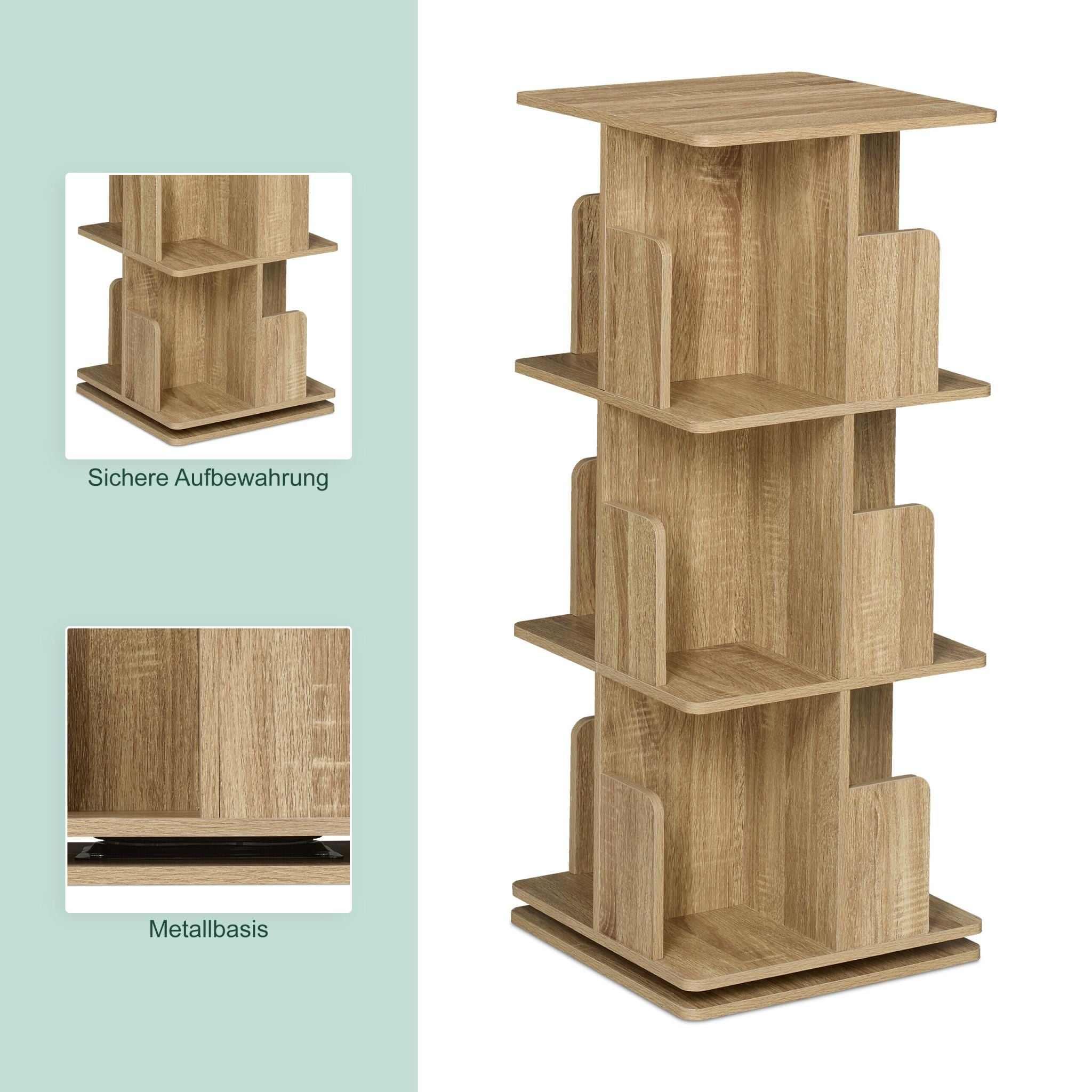 Bücherregal eckig Holzoptik Hellbraun von Relaxdays