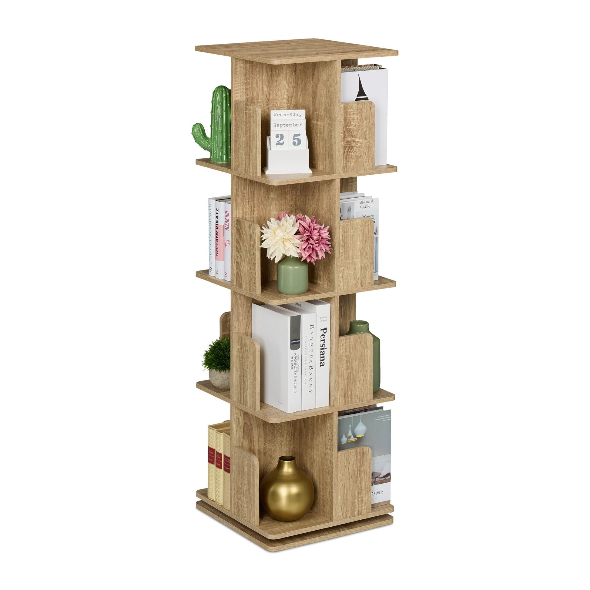 Bücherregal eckig Holzoptik Hellbraun von Relaxdays