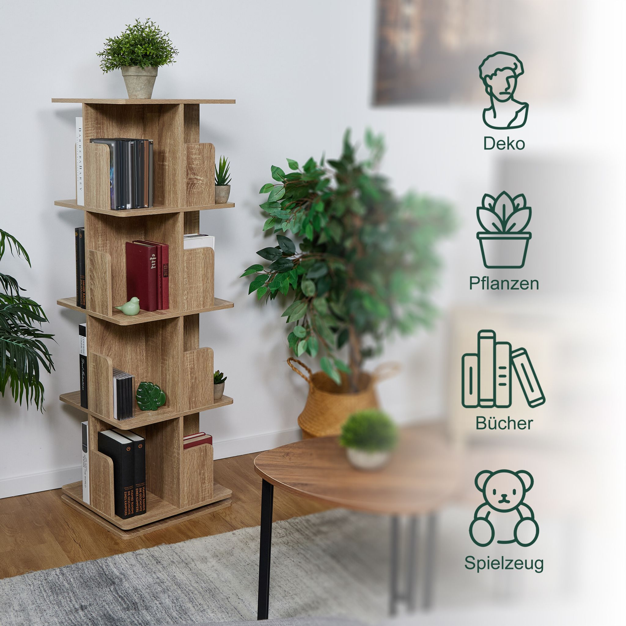 Bücherregal eckig Holzoptik Hellbraun von Relaxdays