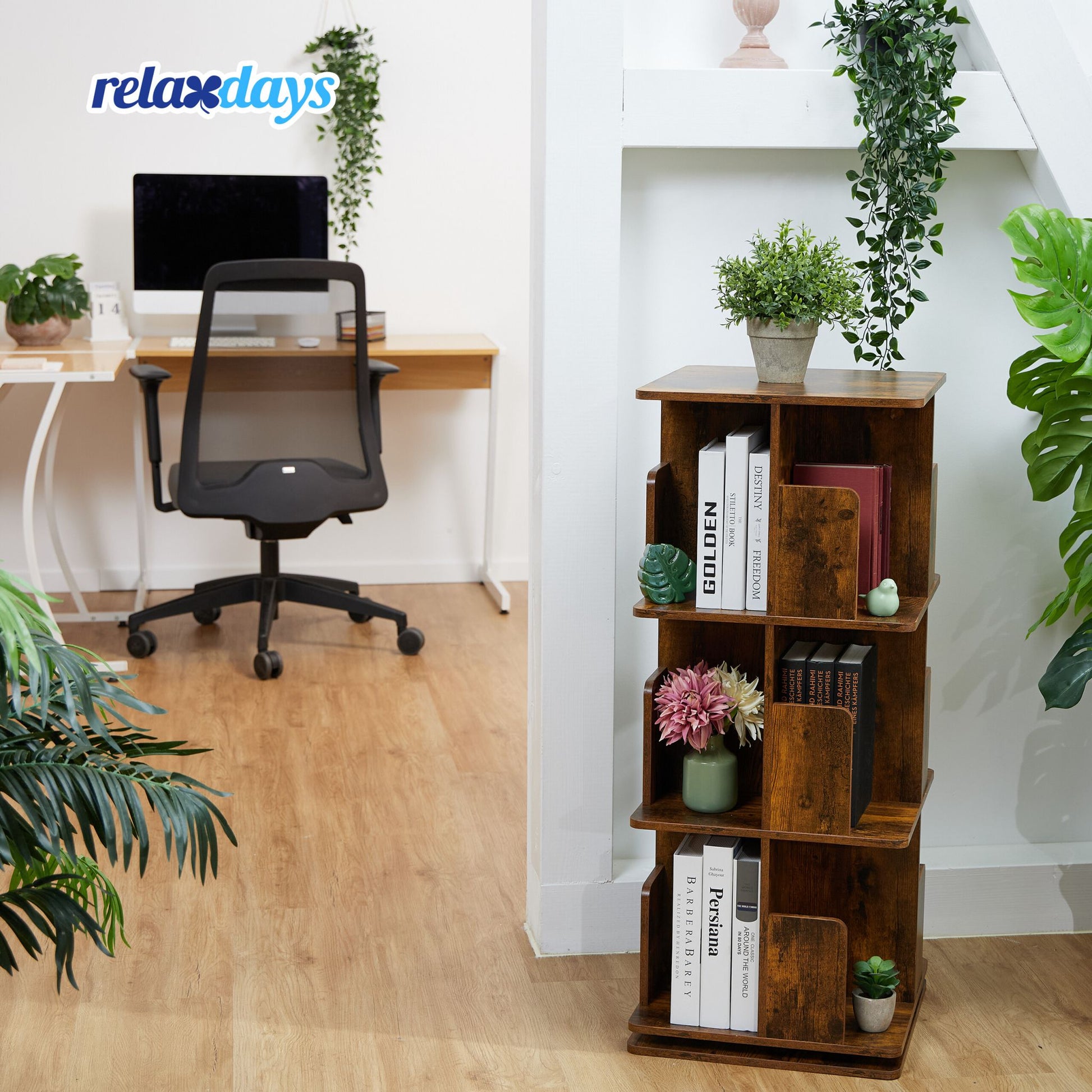Eckiges Bücherregal Industrial-Design Braun von Relaxdays