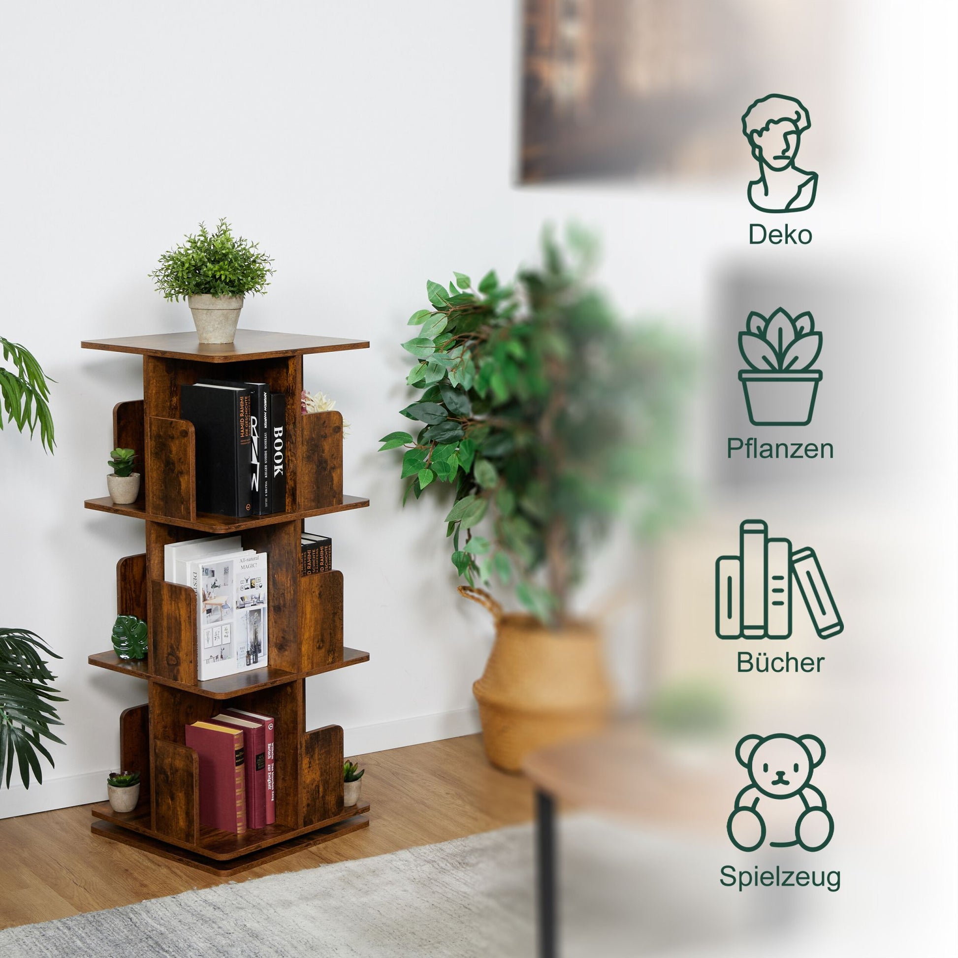 Eckiges Bücherregal Industrial-Design Braun von Relaxdays