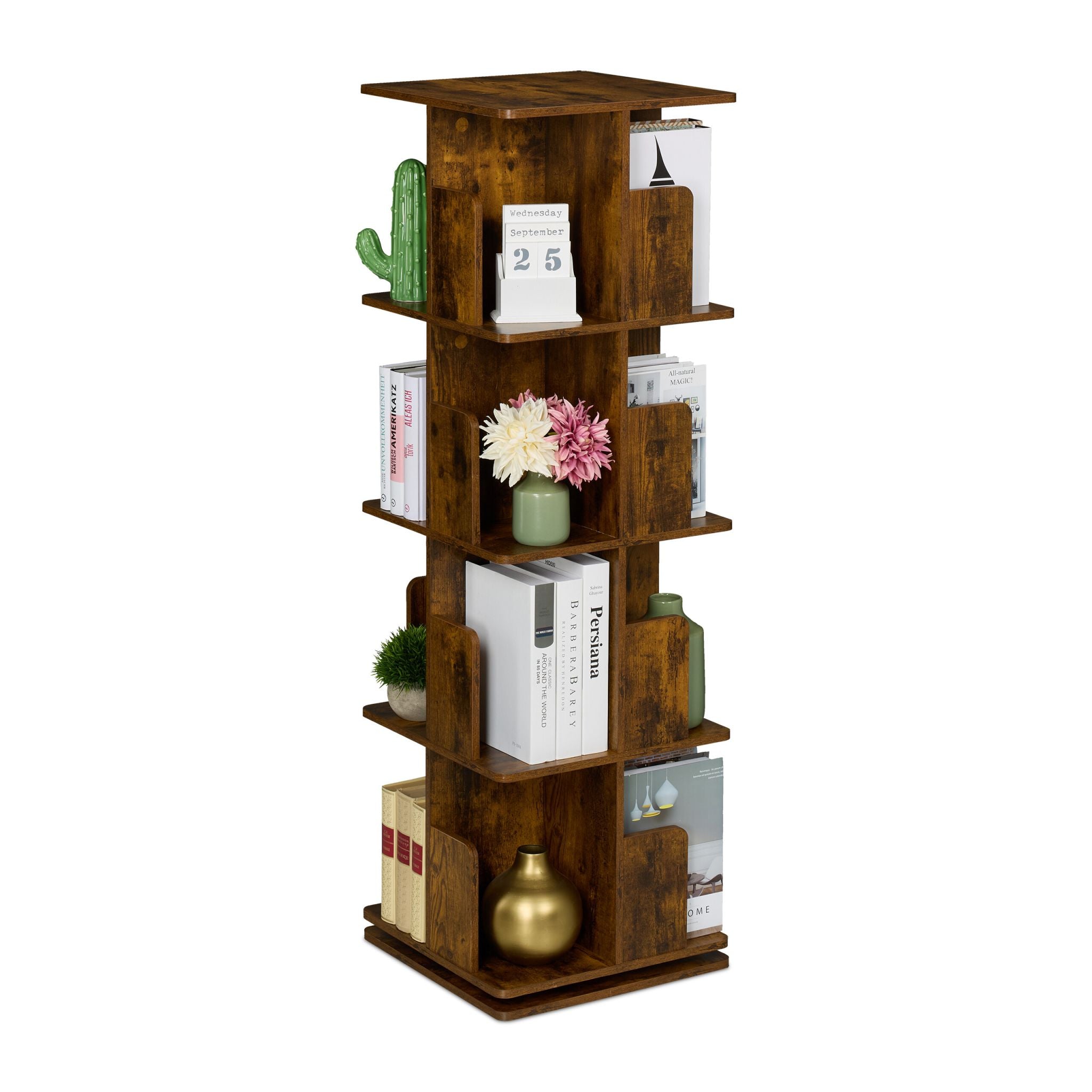 Eckiges Bücherregal Industrial-Design Braun von Relaxdays