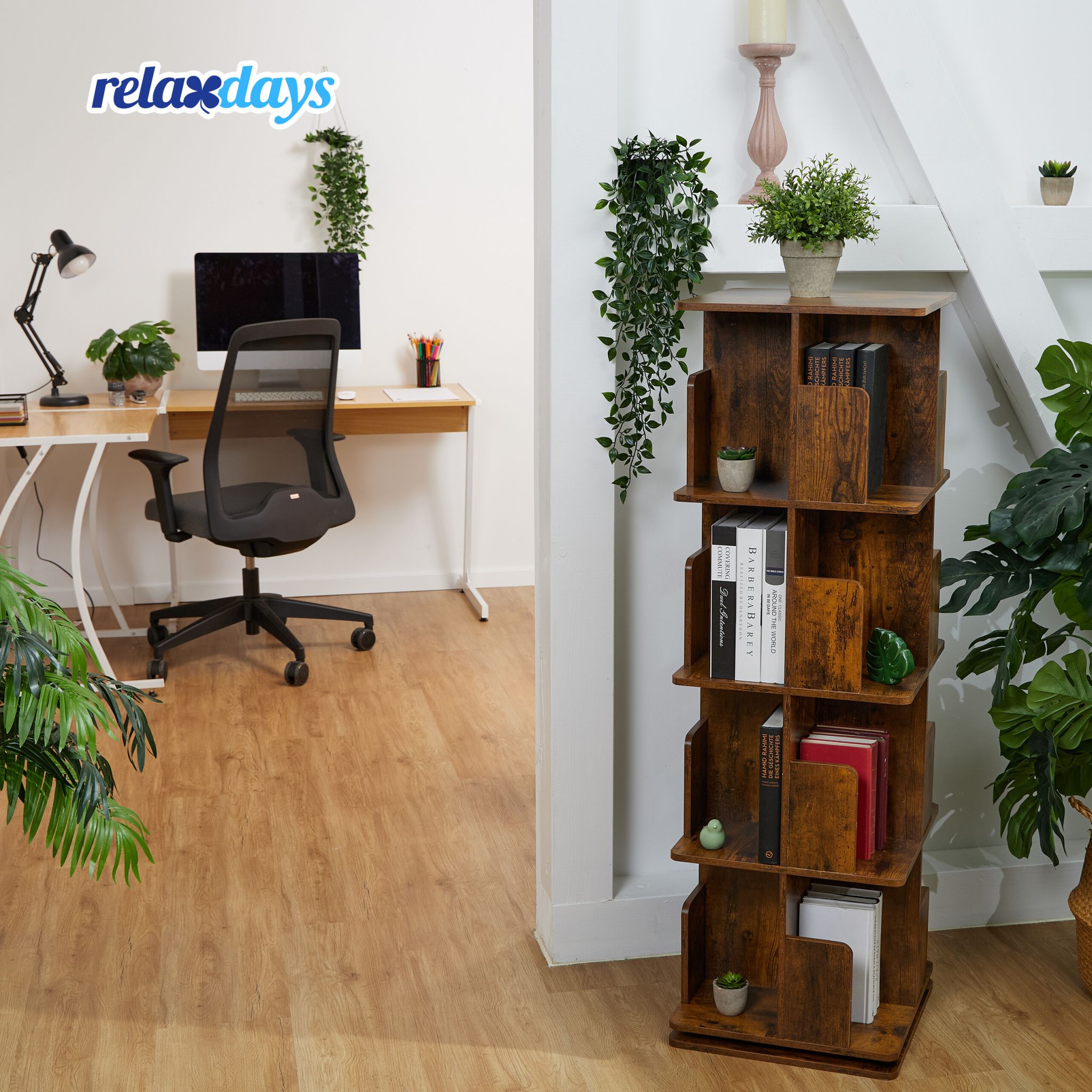 Eckiges Bücherregal Industrial-Design Braun von Relaxdays