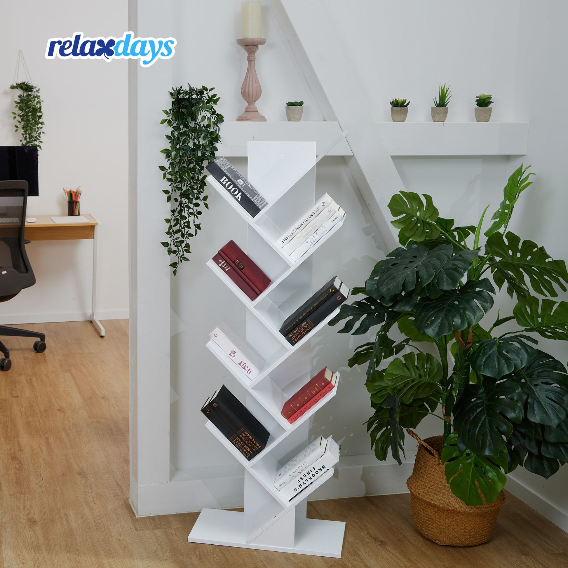 Bücherregal 9 Ebenen Weiss von Relaxdays
