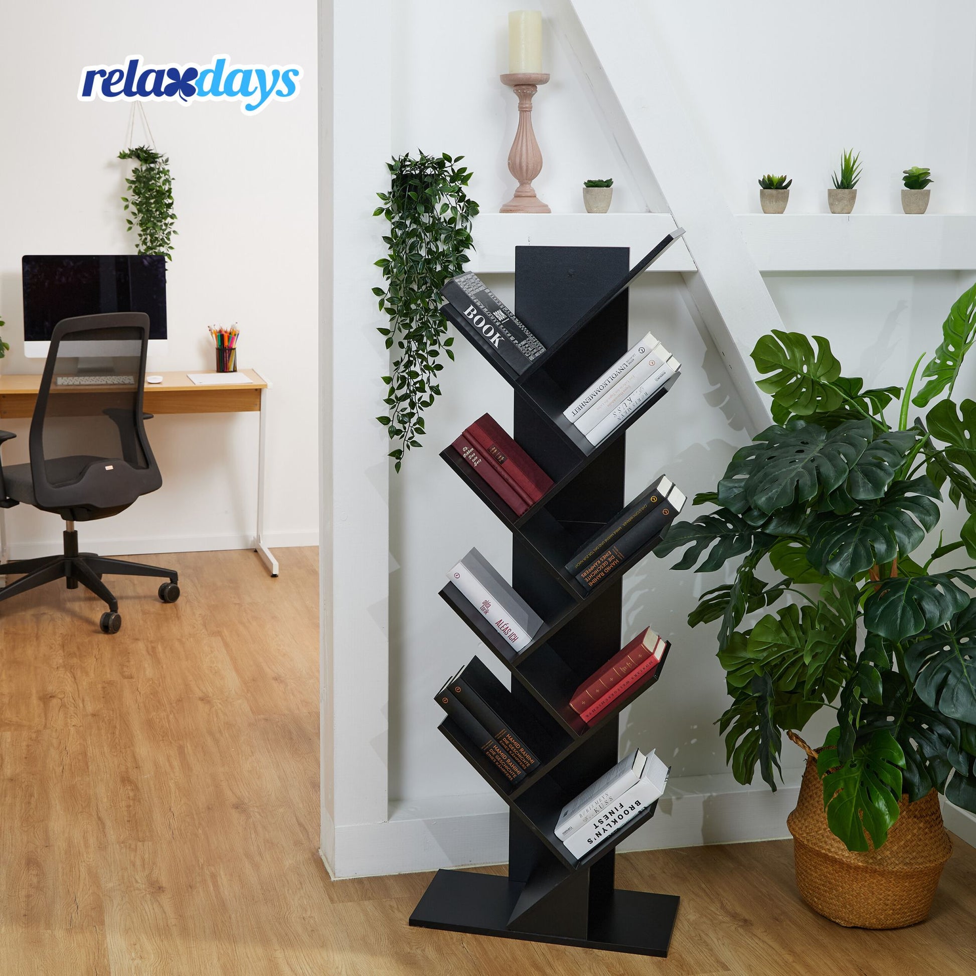Bücherregal 9 Ebenen Schwarz von Relaxdays