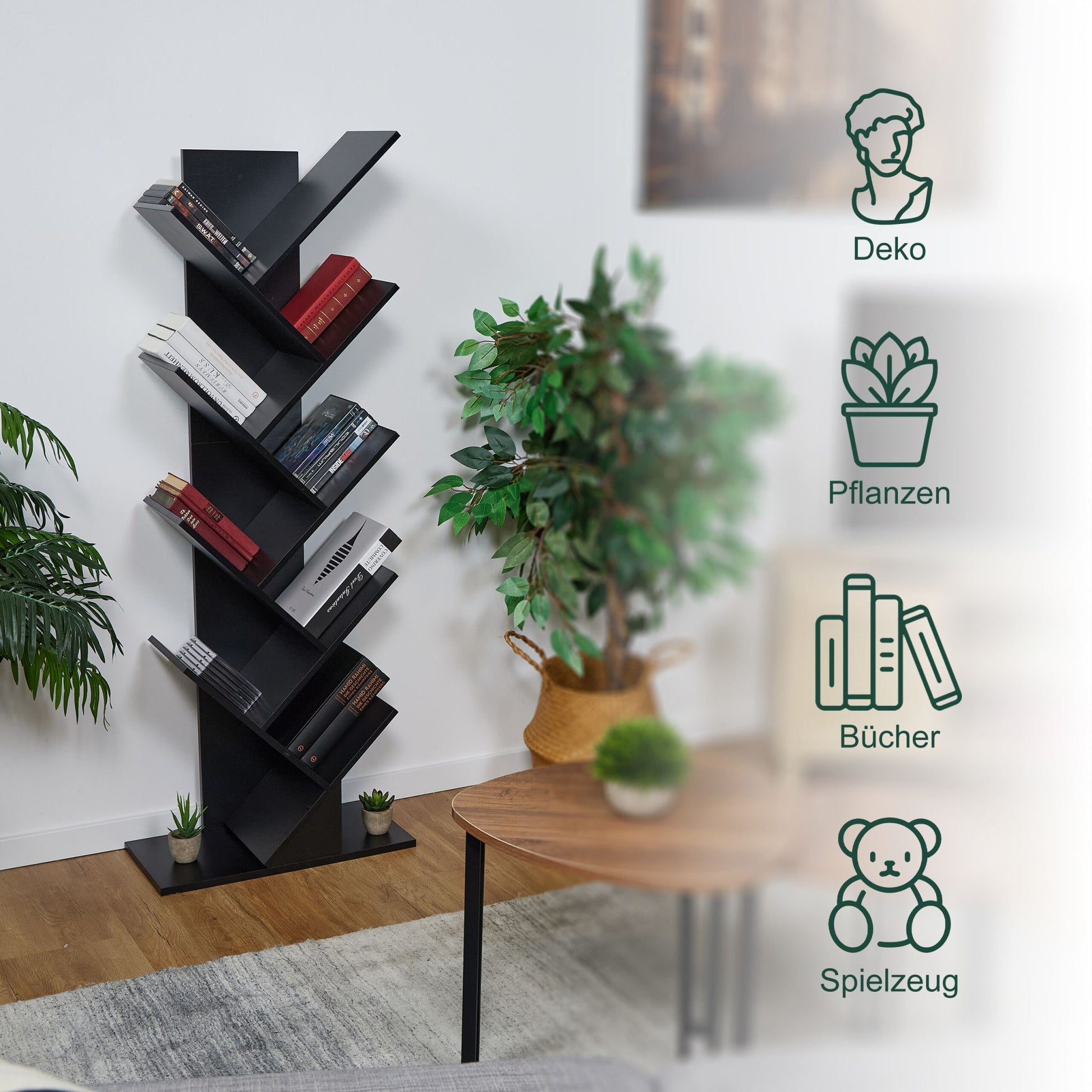 Bücherregal 9 Ebenen Schwarz von Relaxdays