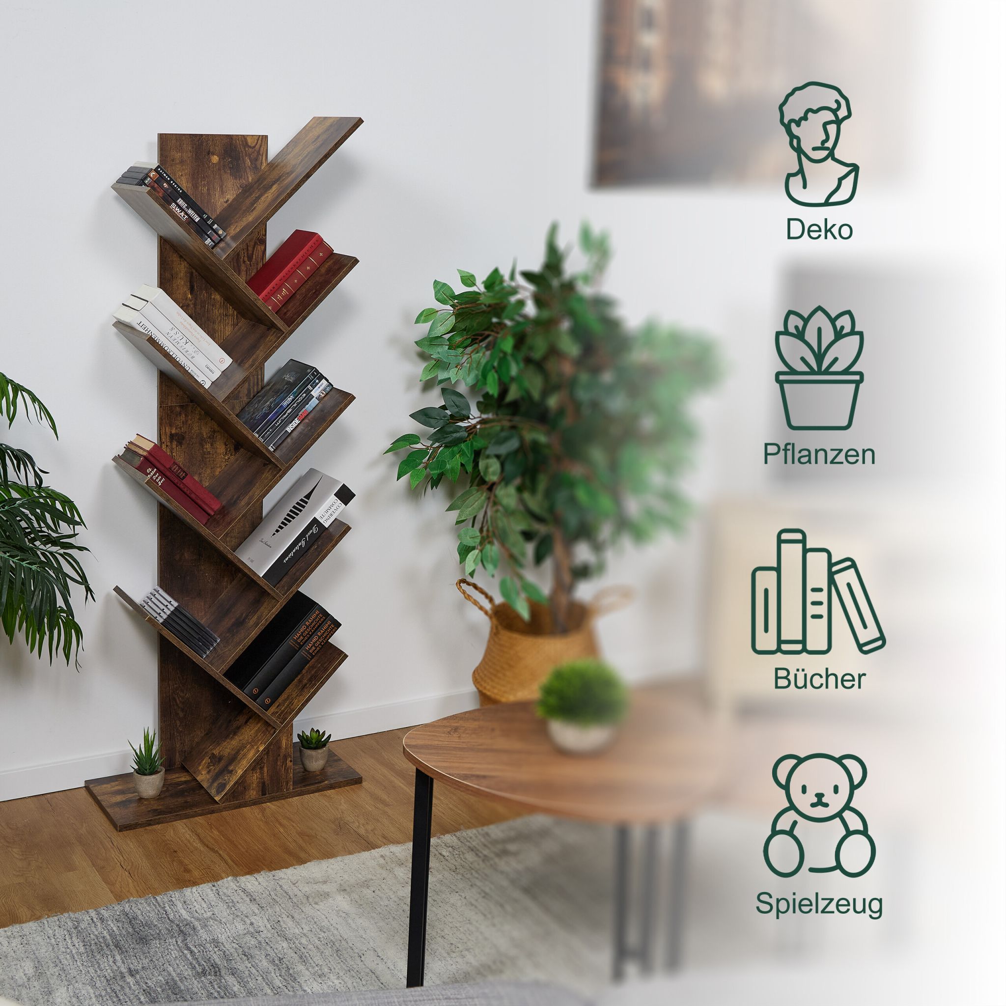 Bücherregal 9 Ebenen Braun von Relaxdays