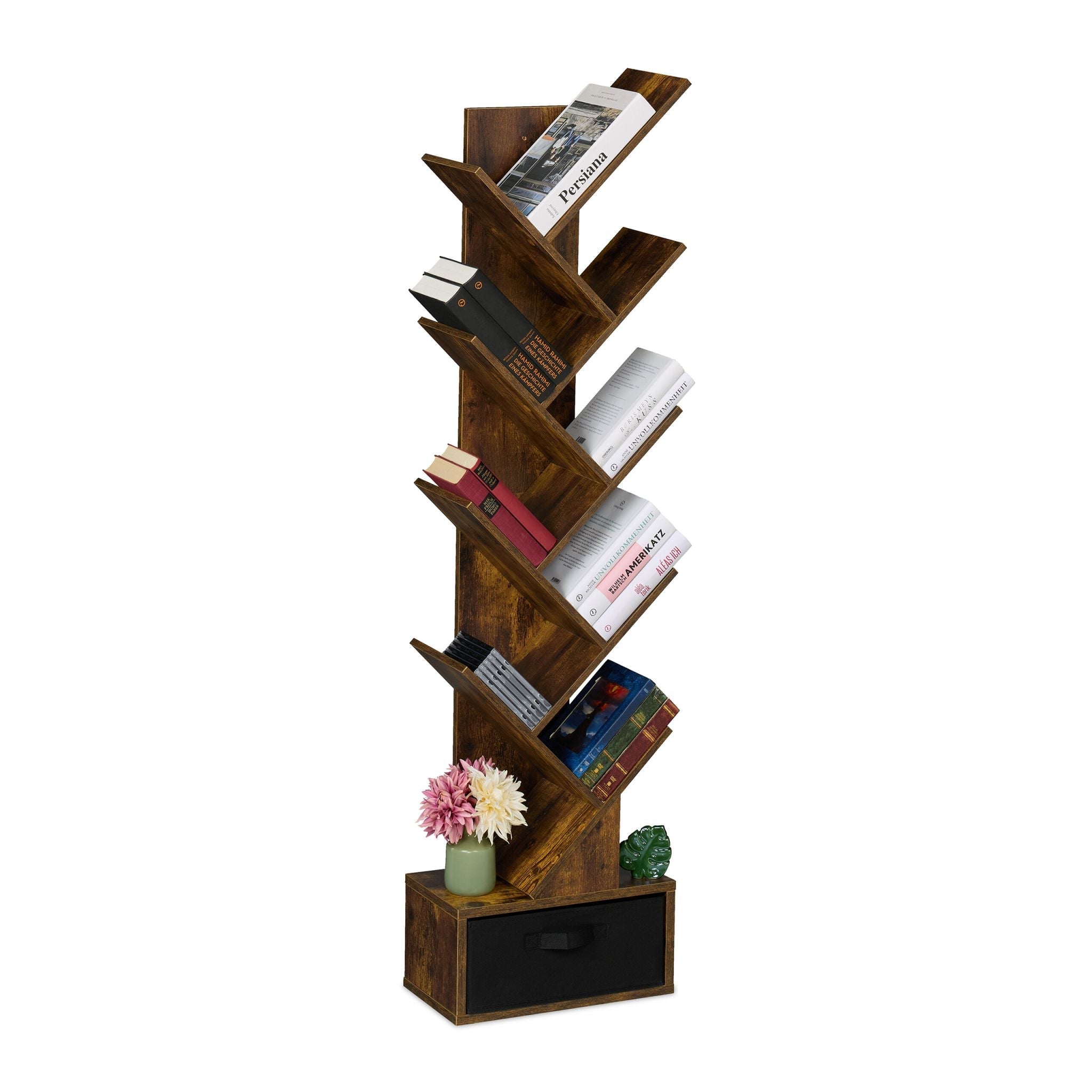 Bücherregal in Baumform Braun-Schwarz von Relaxdays