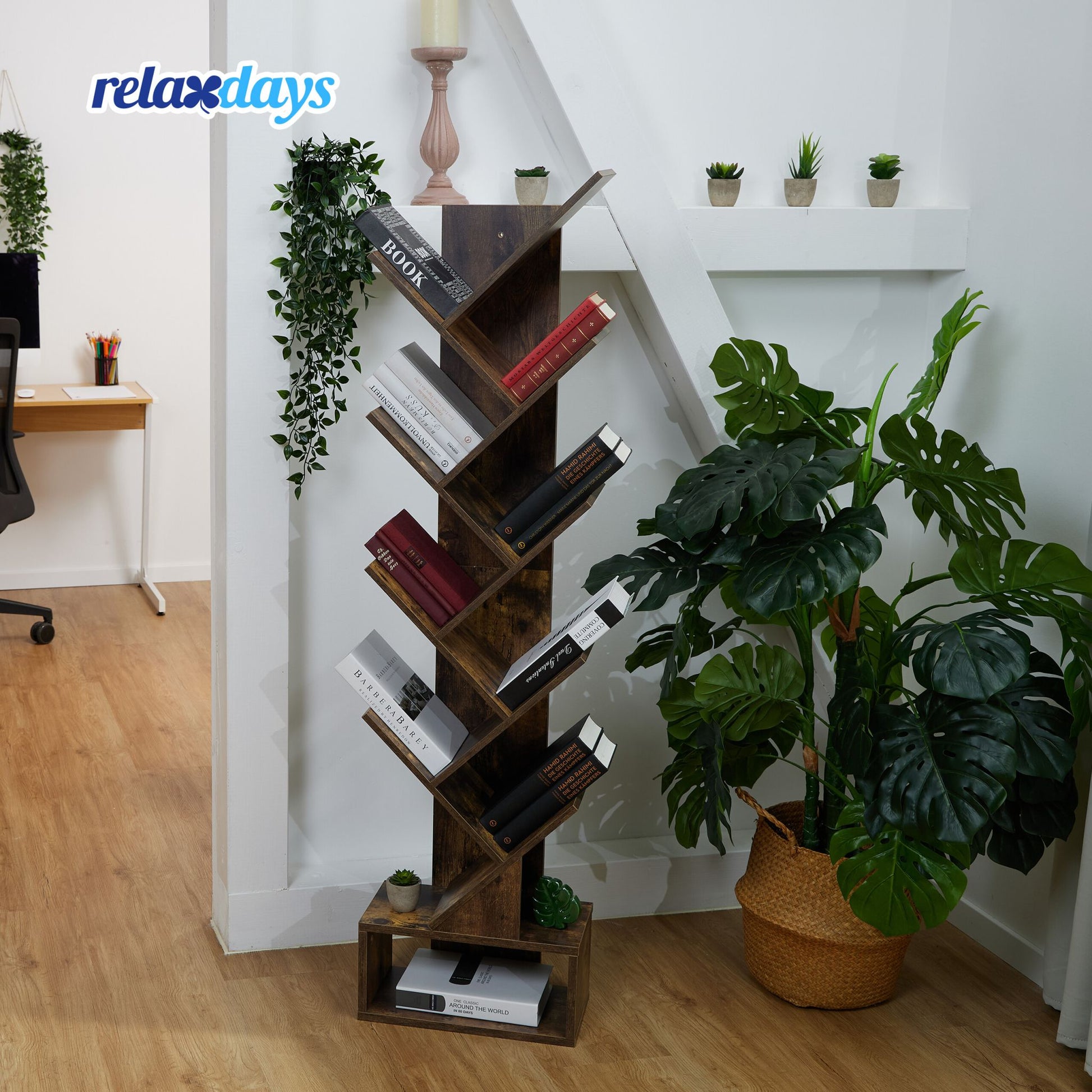 Bücherregal in Baumform Braun-Schwarz von Relaxdays