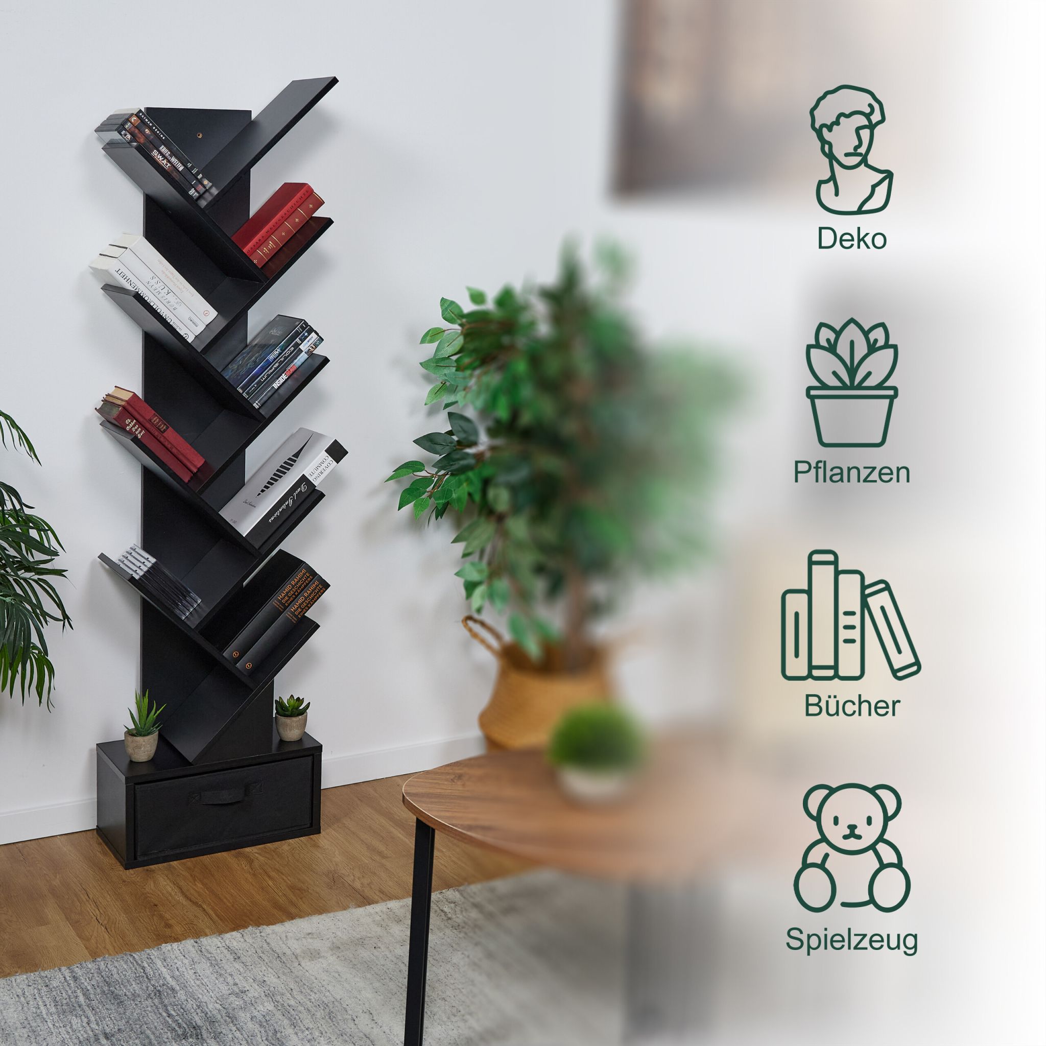 Bücherregal in Baumform Schwarz