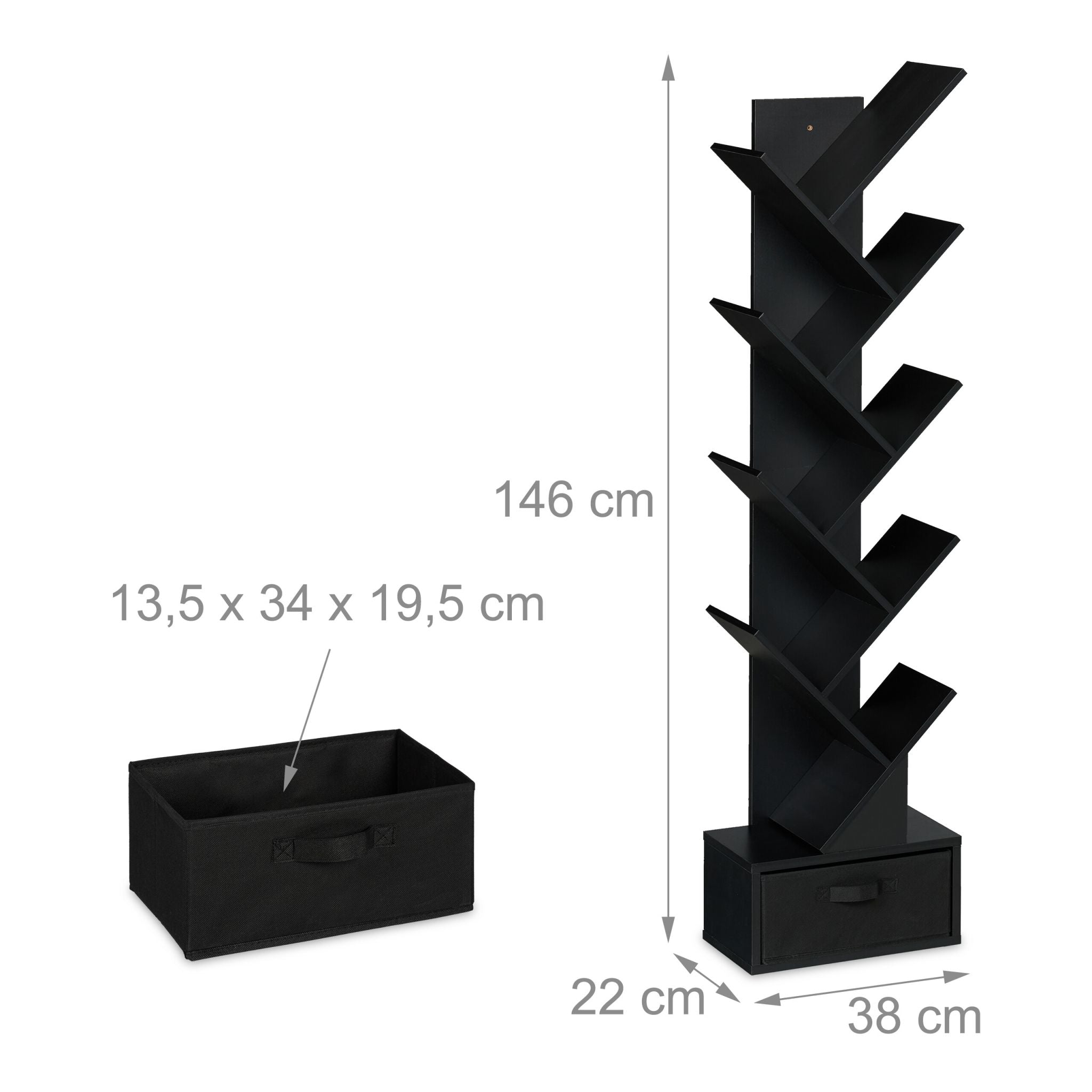 Bücherregal in Baumform Schwarz