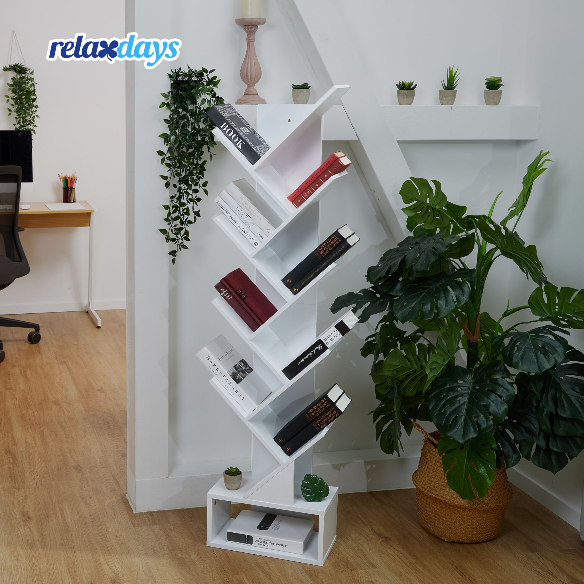 Bücherregal in Baumform Weiss von Relaxdays