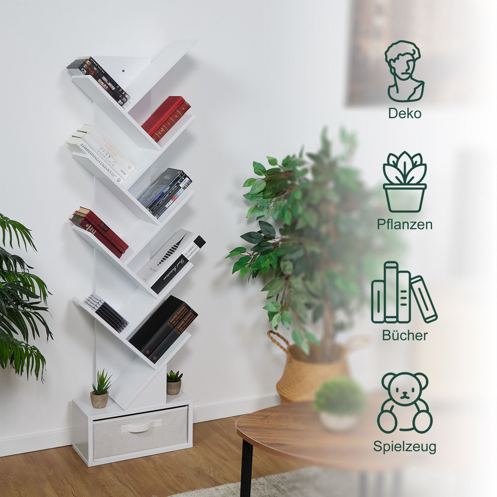 Bücherregal in Baumform Weiss von Relaxdays