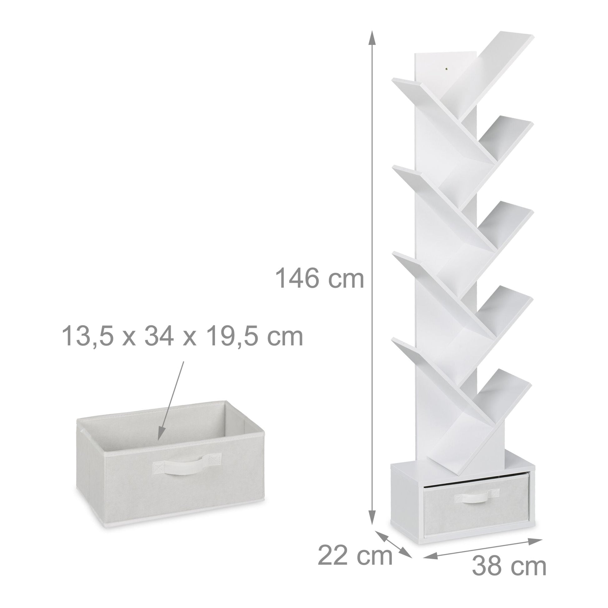 Bücherregal in Baumform Weiss von Relaxdays