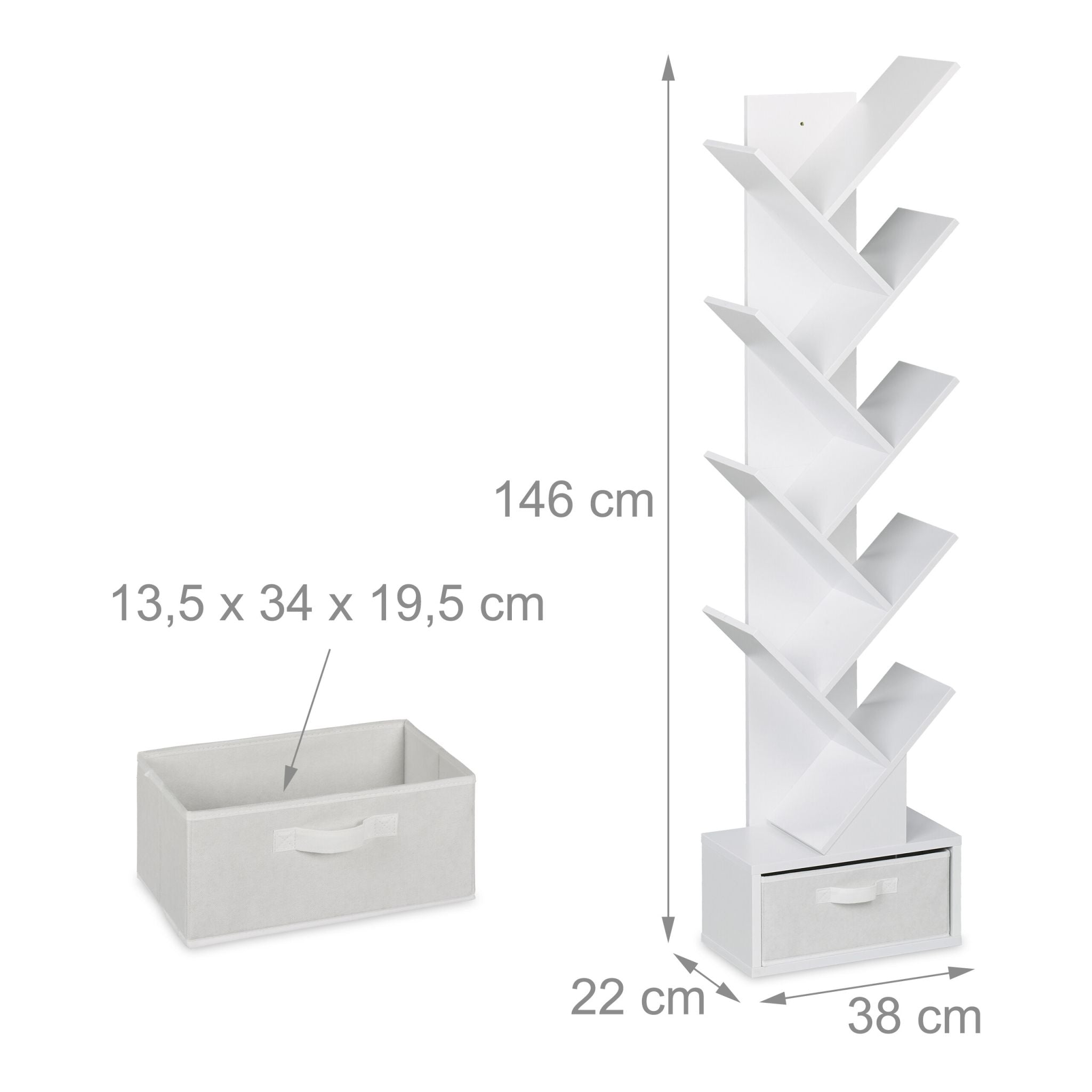 Bücherregal in Baumform Weiss von Relaxdays
