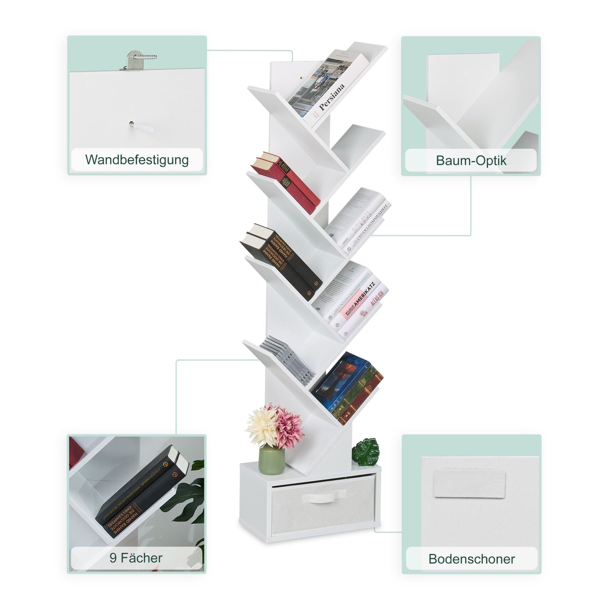 Bücherregal in Baumform Weiss von Relaxdays